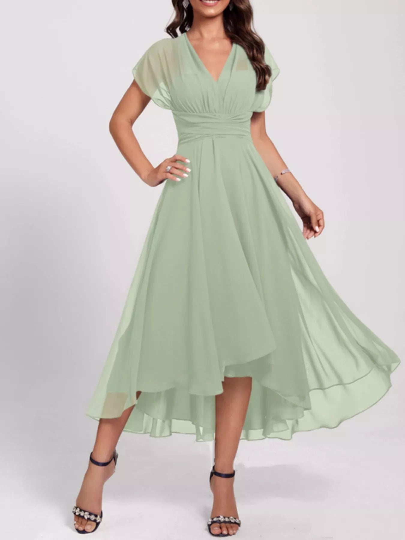 Ruched A-Line Midi Dress