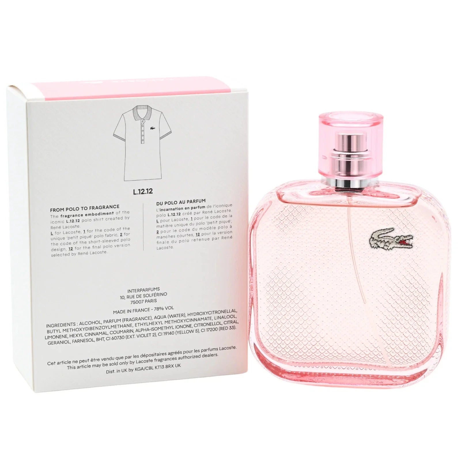 Lacoste L.12.12 Rose Sparkling for Women Eau De Toilette Spray 3.3 oz