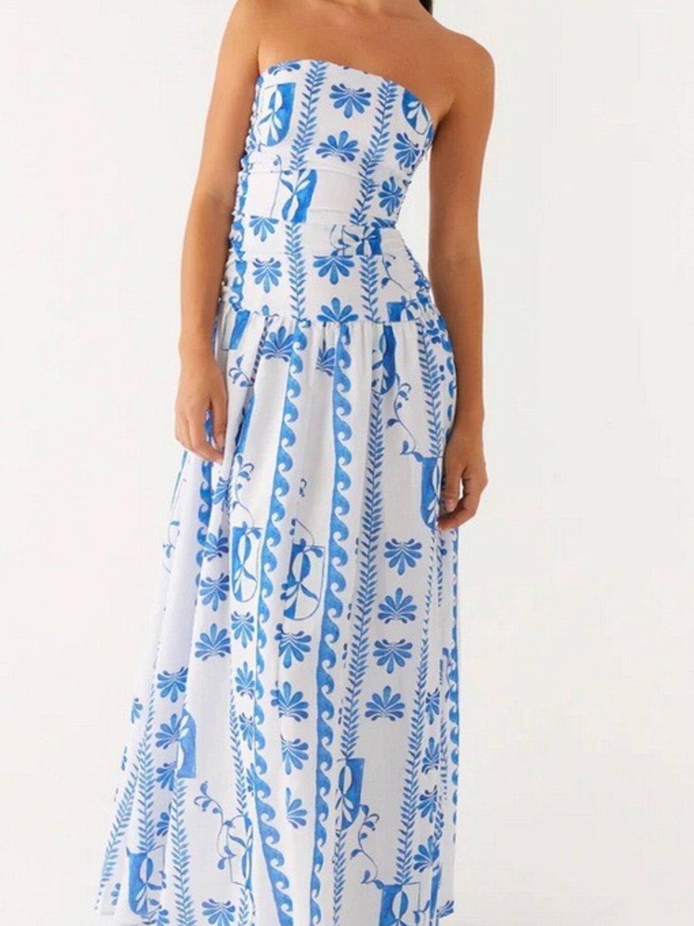 Strapless Ruched Maxi Dress