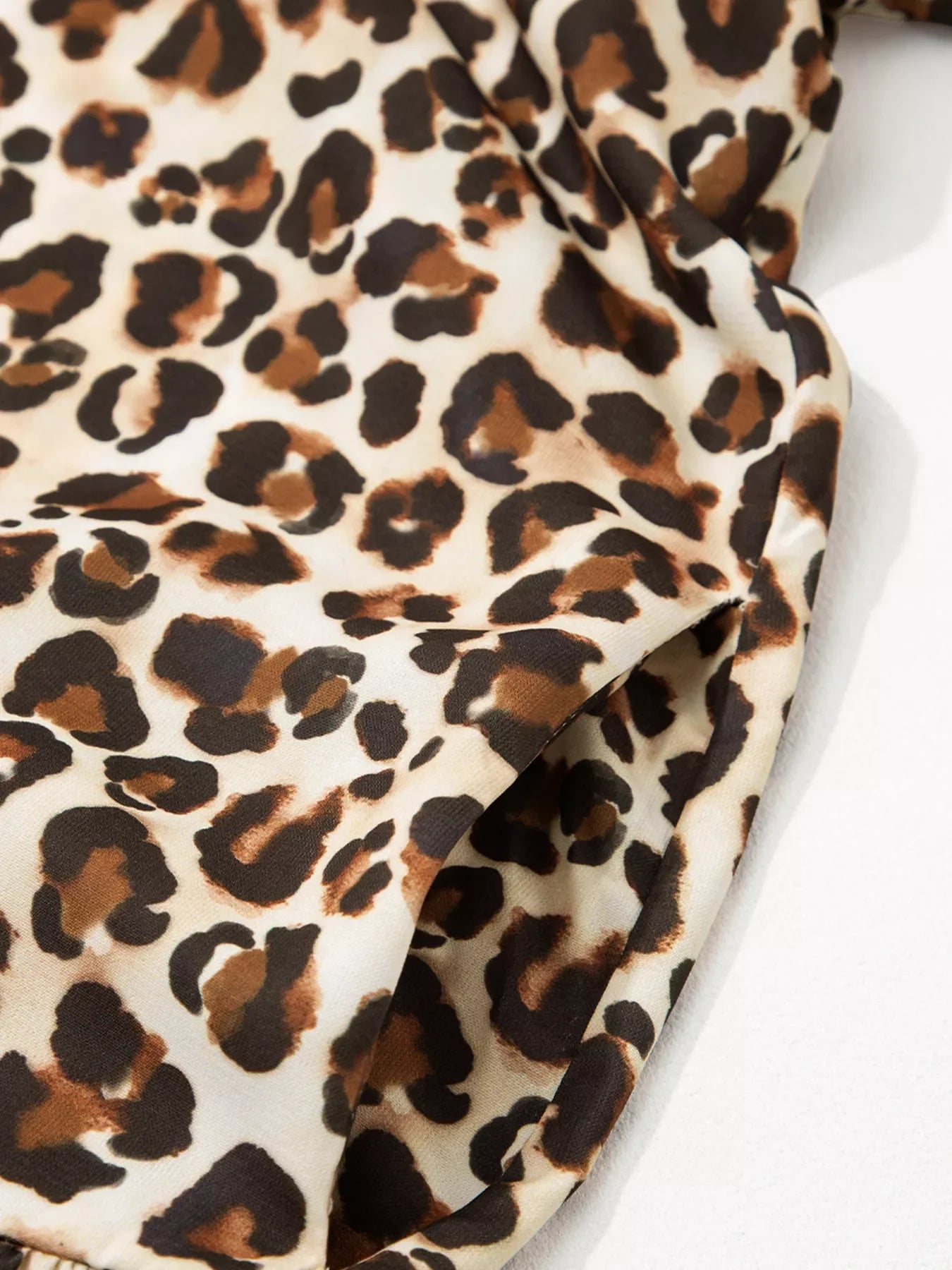 Leopard Print Striped Patchwork 3/4 Sleeve Loose Mini Dress