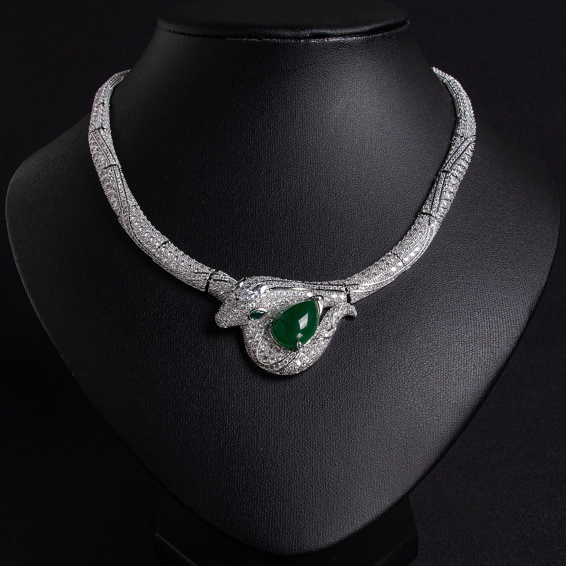 18K Gold "Petite Luxury" Snake-and-Bamboo-Knot Zircon Necklace