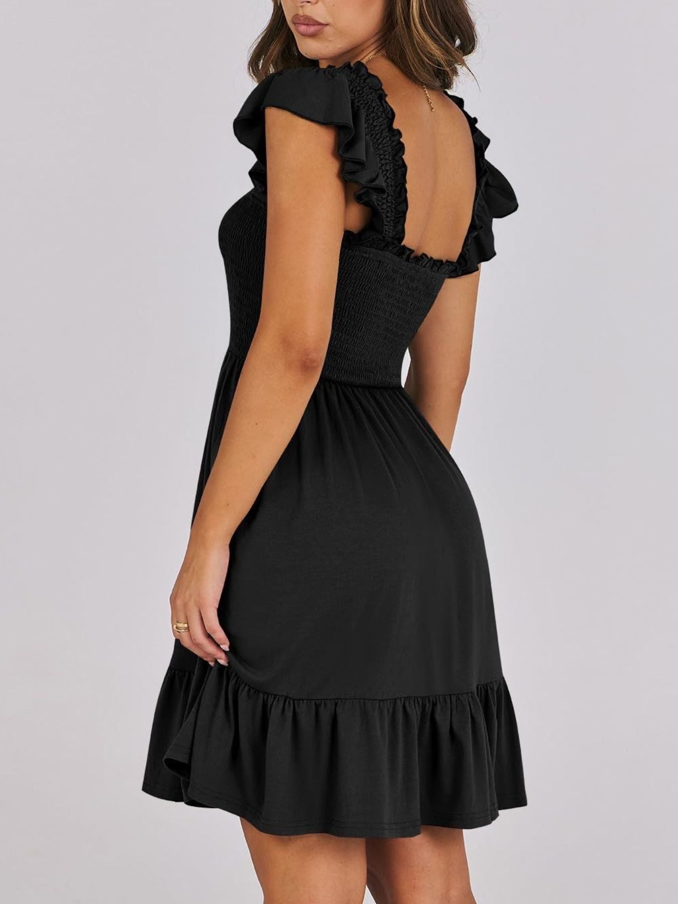Smocked Ruffle Hem Mini Dress
