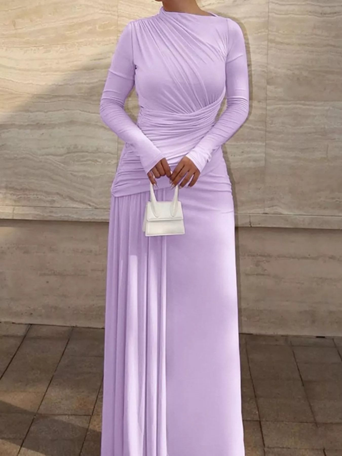 Ruched Long Sleeve Maxi Dress