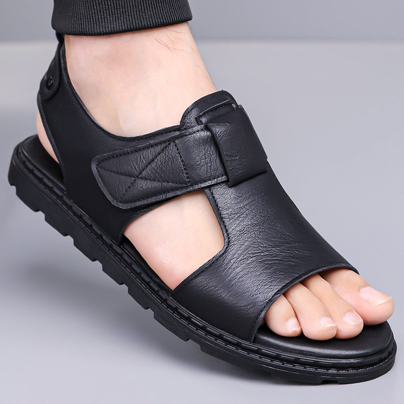 Mens Casual Breathable Leather Sandals With Soft Soles