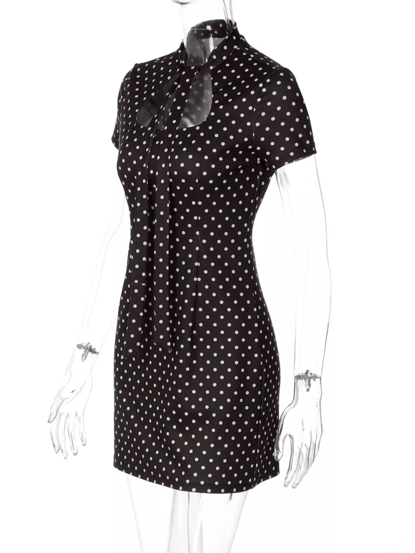 Polka Dot Cut-Out Front Mini Dress