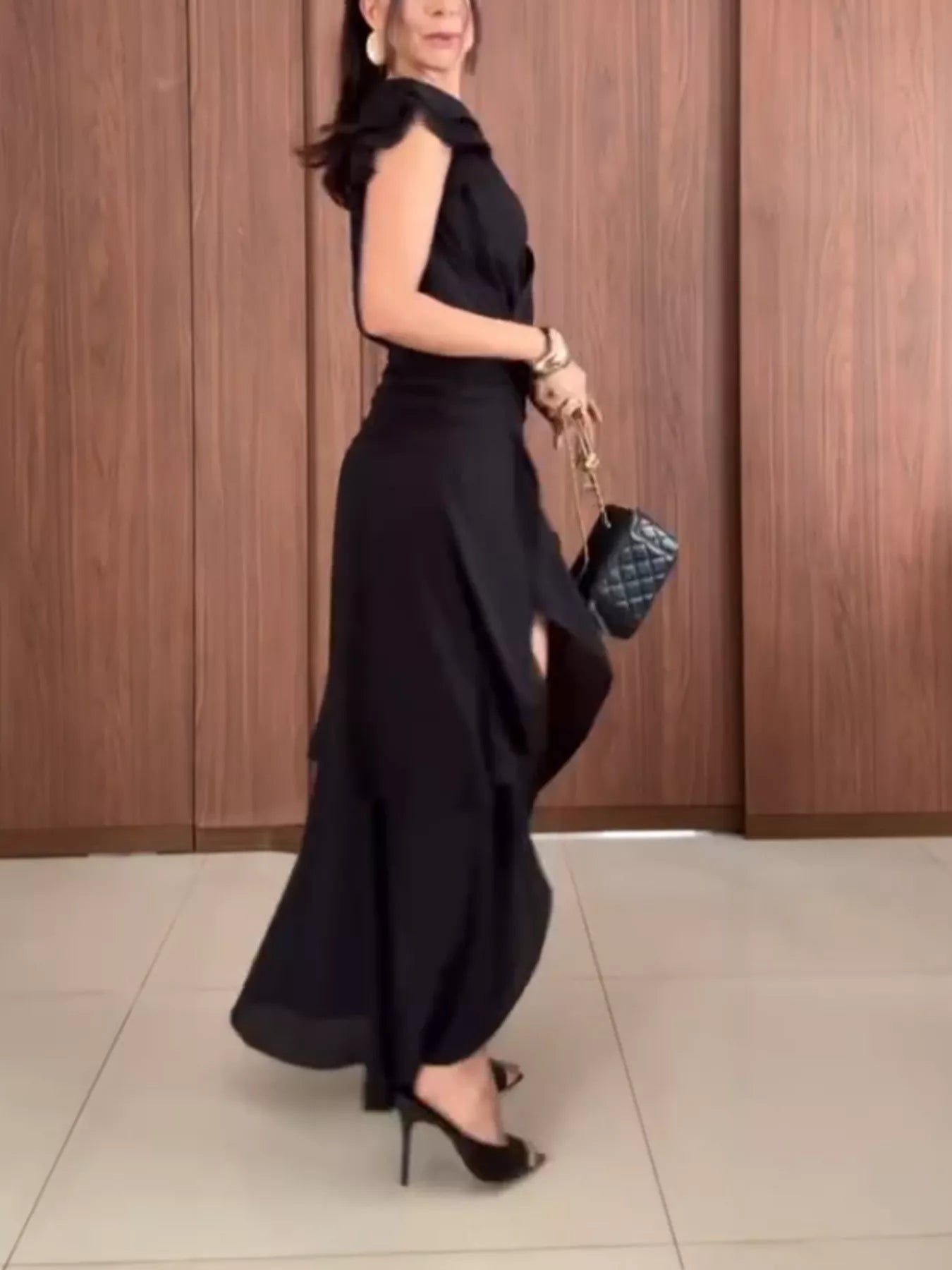 Asymmetrical Ruffled Hem Dress