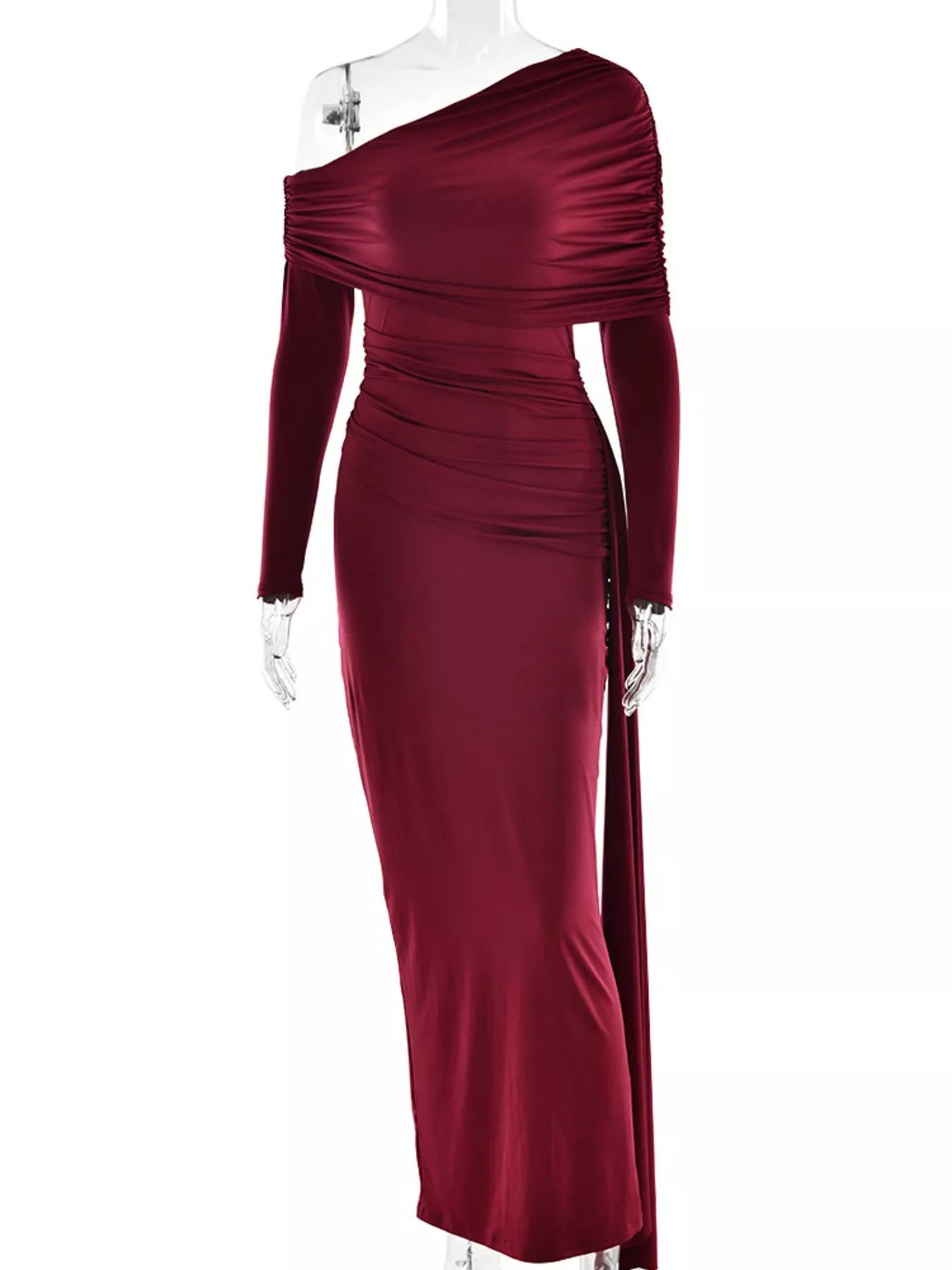 One-Shoulder Ruched Maxi Dress