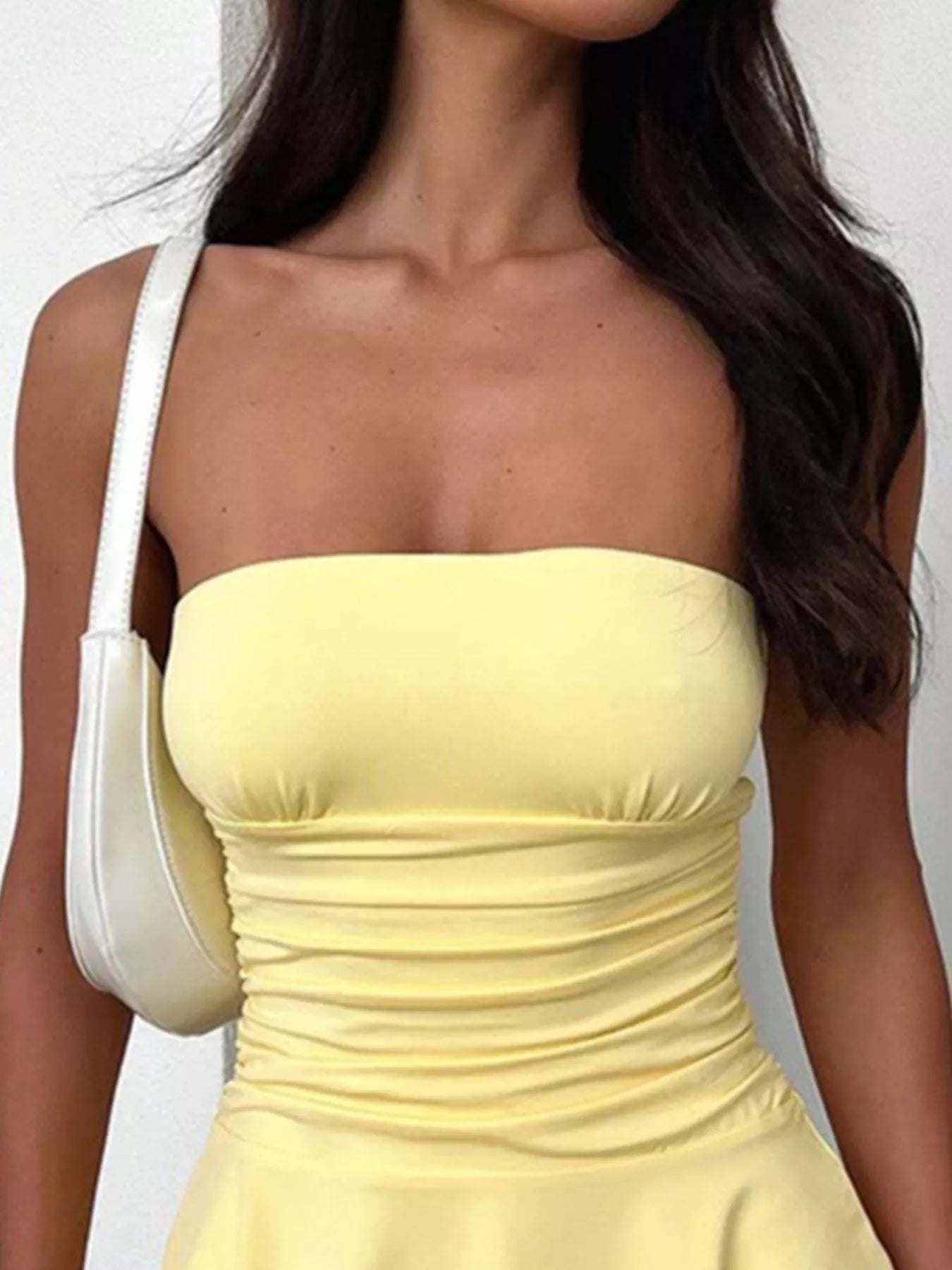 Strapless Ruched Bodycon Mini Dress