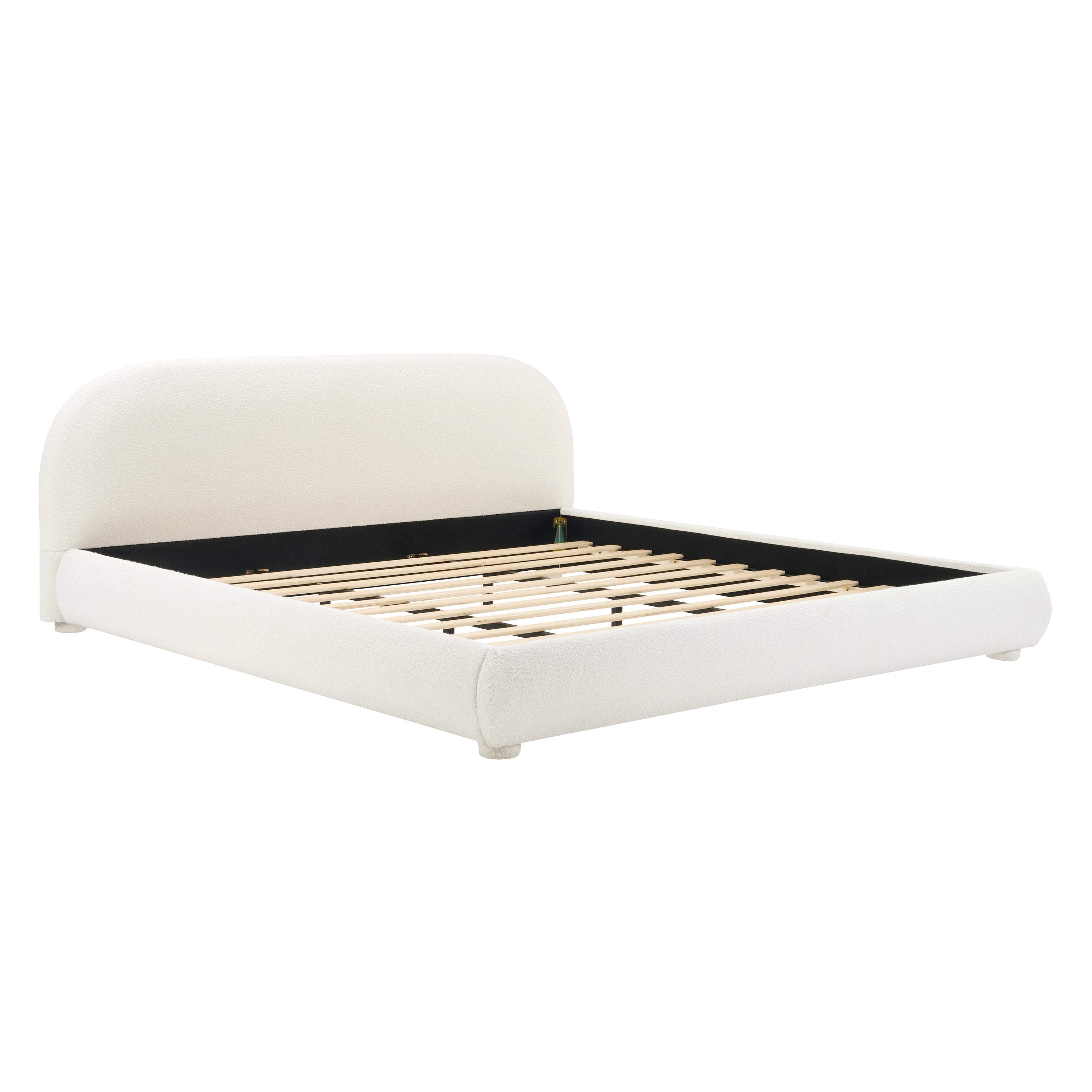 Cream Style Fabric Upholstered King Bed