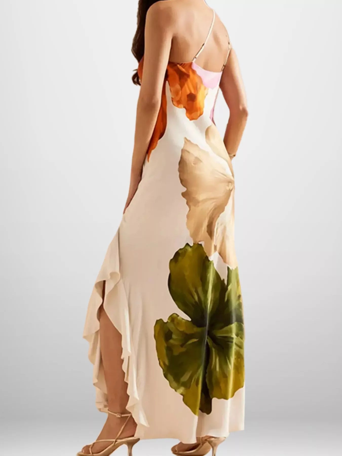 Full Size Floral Print One-Shoulder Maxi Dress Plus Size