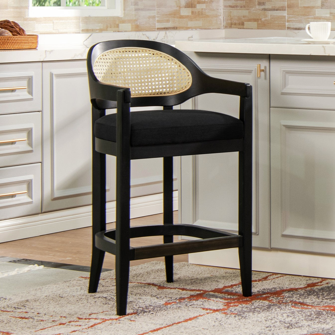 Americana Mid-Century Modern 26" Cane Back Counter Stool