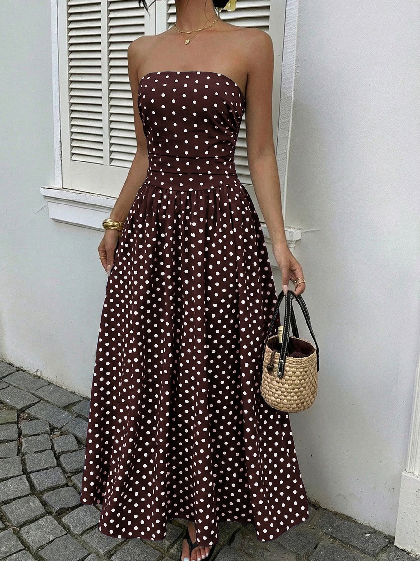 Polka Dot Tube A-Line Dress