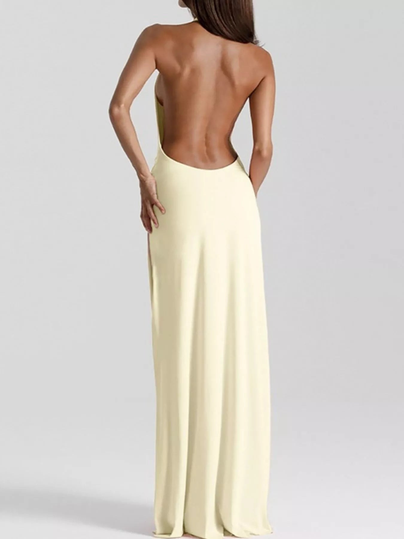 Split Backless Halter Neck Maxi Dress