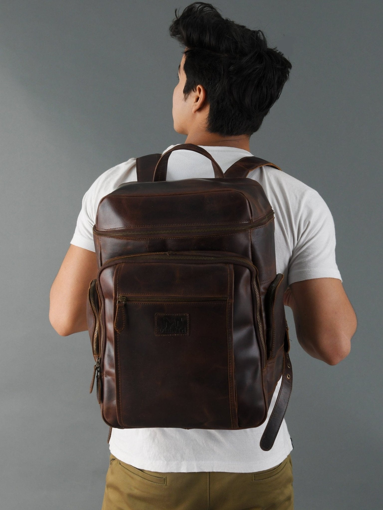 Alpha Brown Buffalo Leather Travel Backpack - Overture Gifts