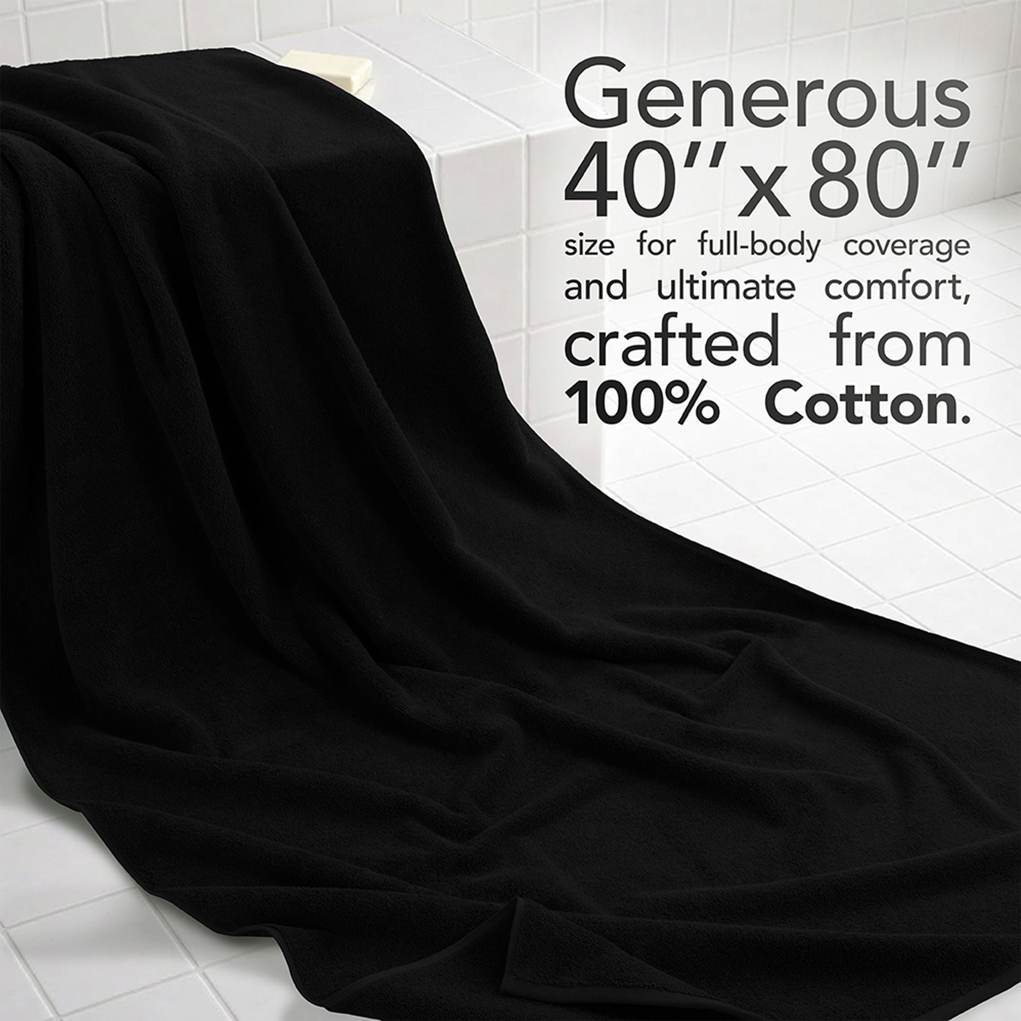 40x80 Inch Premium Bath Sheet OVERSIZED 100% Ring Spun Cotton, Luxury, Maximum Softness, Extra Large Bath Towel