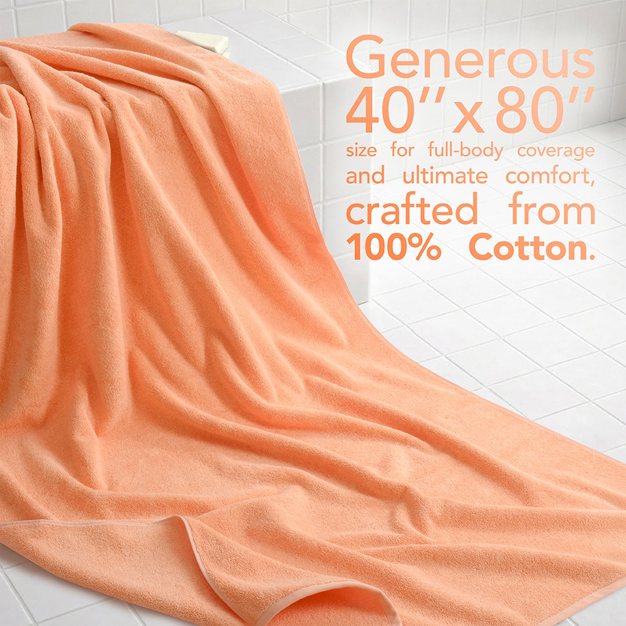 40x80 Inch Premium Bath Sheet OVERSIZED 100% Ring Spun Cotton, Luxury, Maximum Softness, Extra Large Bath Towel