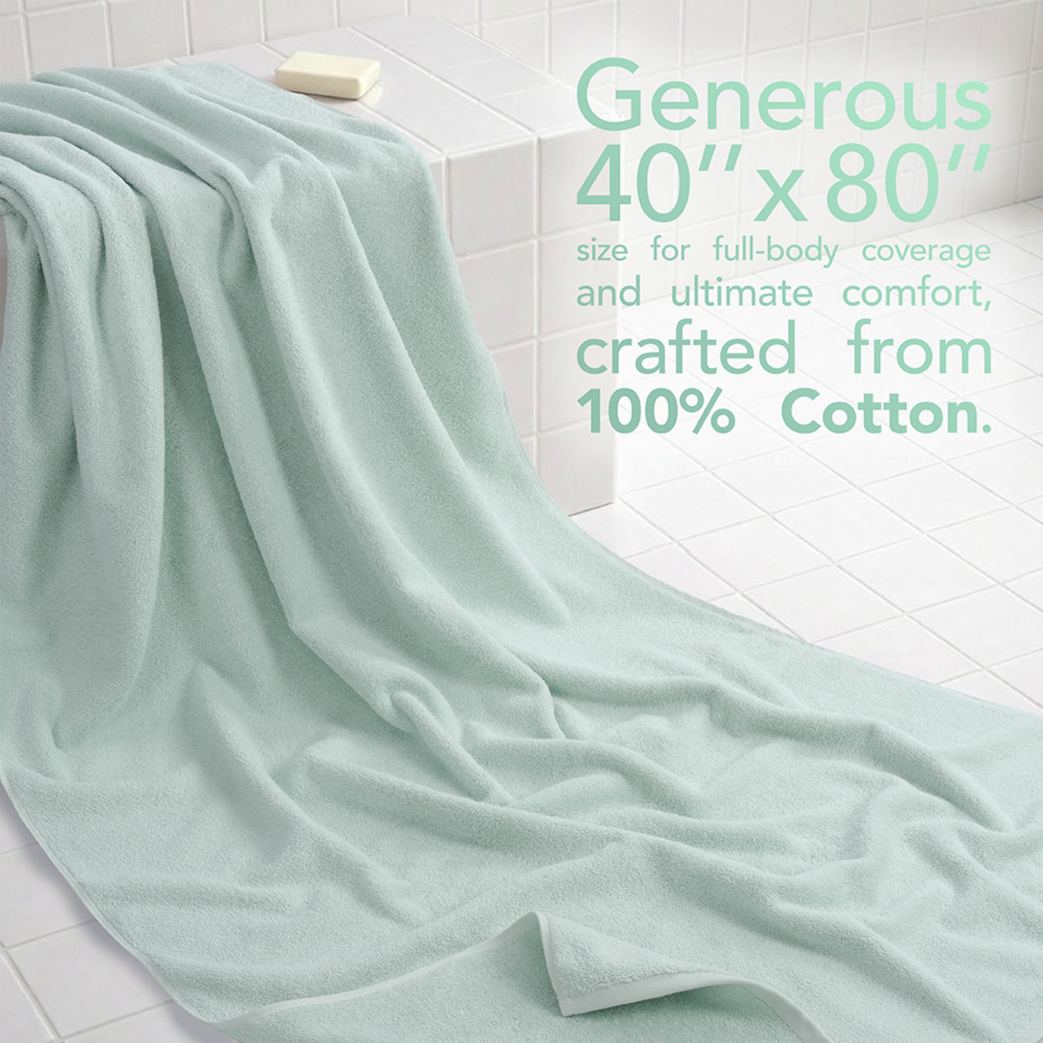 40x80 Inch Premium Bath Sheet OVERSIZED 100% Ring Spun Cotton, Luxury, Maximum Softness, Extra Large Bath Towel