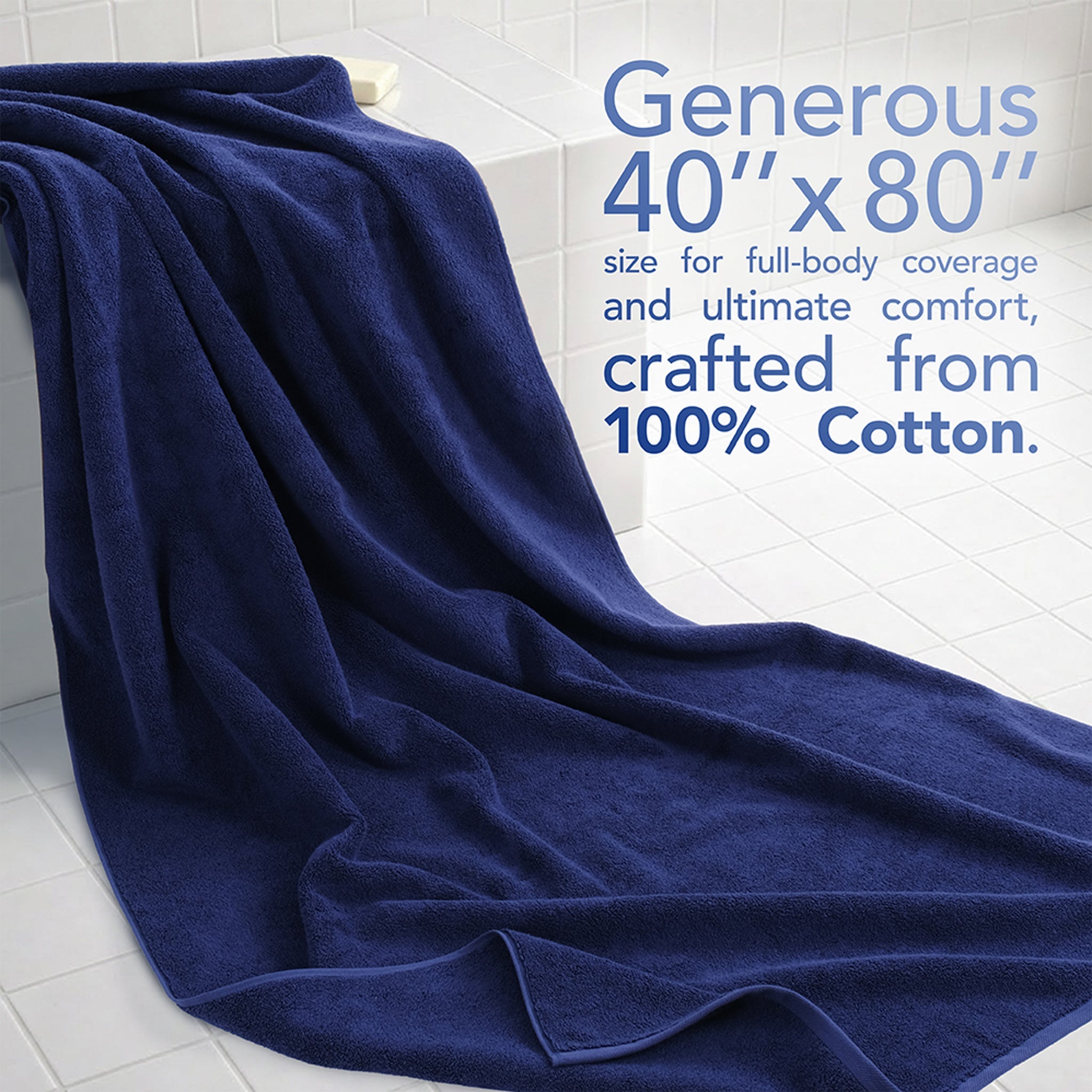 40x80 Inch Premium Bath Sheet OVERSIZED 100% Ring Spun Cotton, Luxury, Maximum Softness, Extra Large Bath Towel