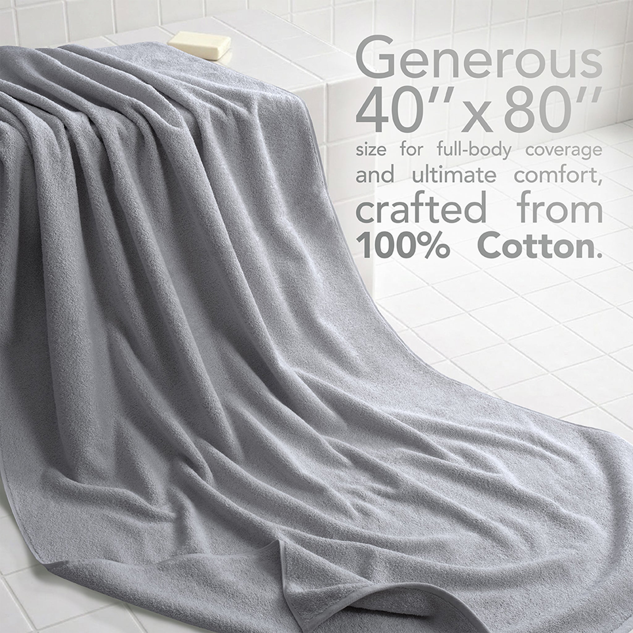 40x80 Inch Premium Bath Sheet OVERSIZED 100% Ring Spun Cotton, Luxury, Maximum Softness, Extra Large Bath Towel