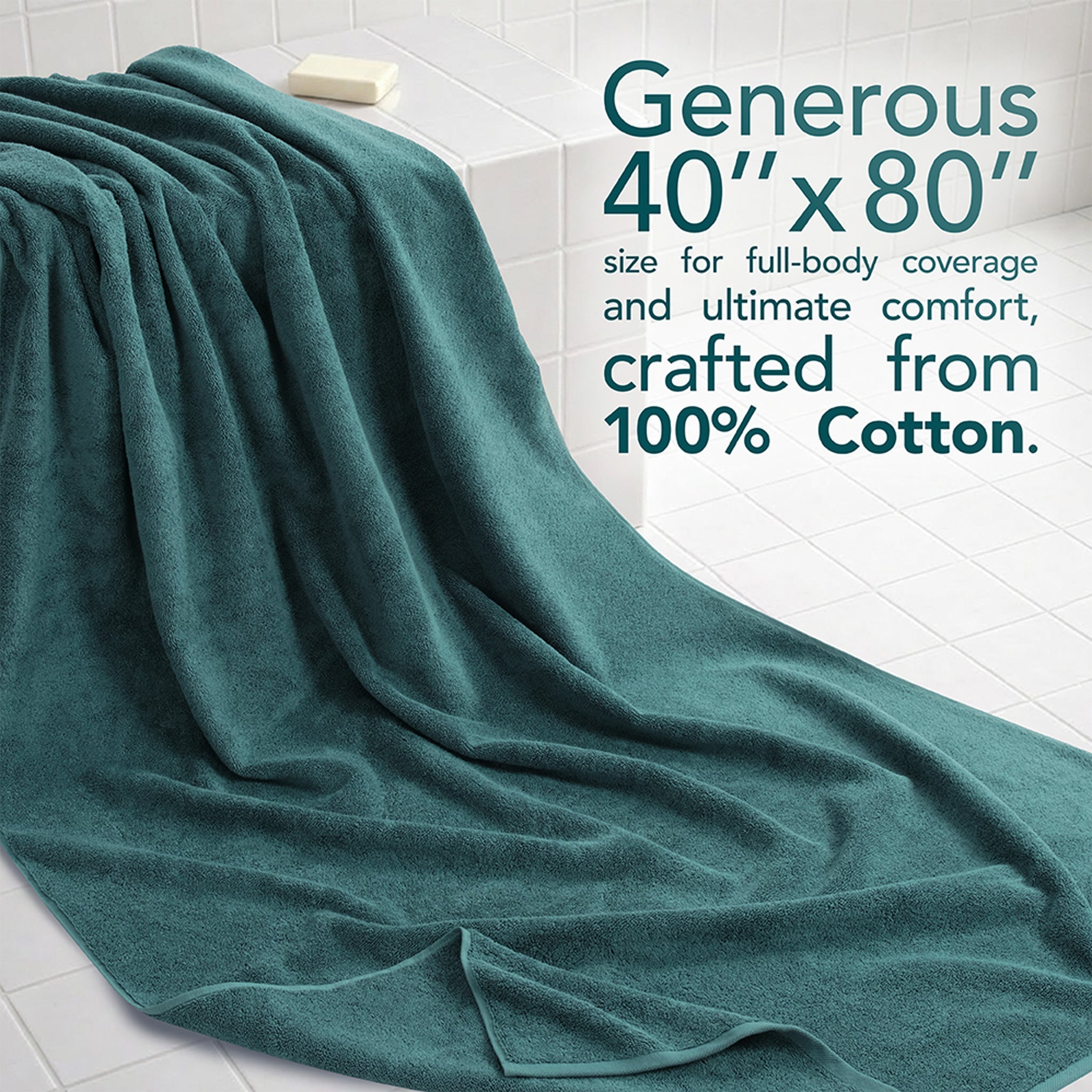 40x80 Inch Premium Bath Sheet OVERSIZED 100% Ring Spun Cotton, Luxury, Maximum Softness, Extra Large Bath Towel