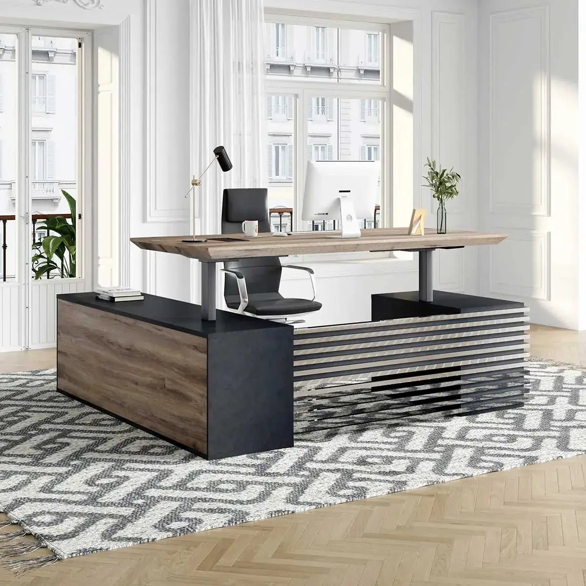 Anderson · L-Shaped Executive Standing Desk, Adjustable Height - Overture Gifts