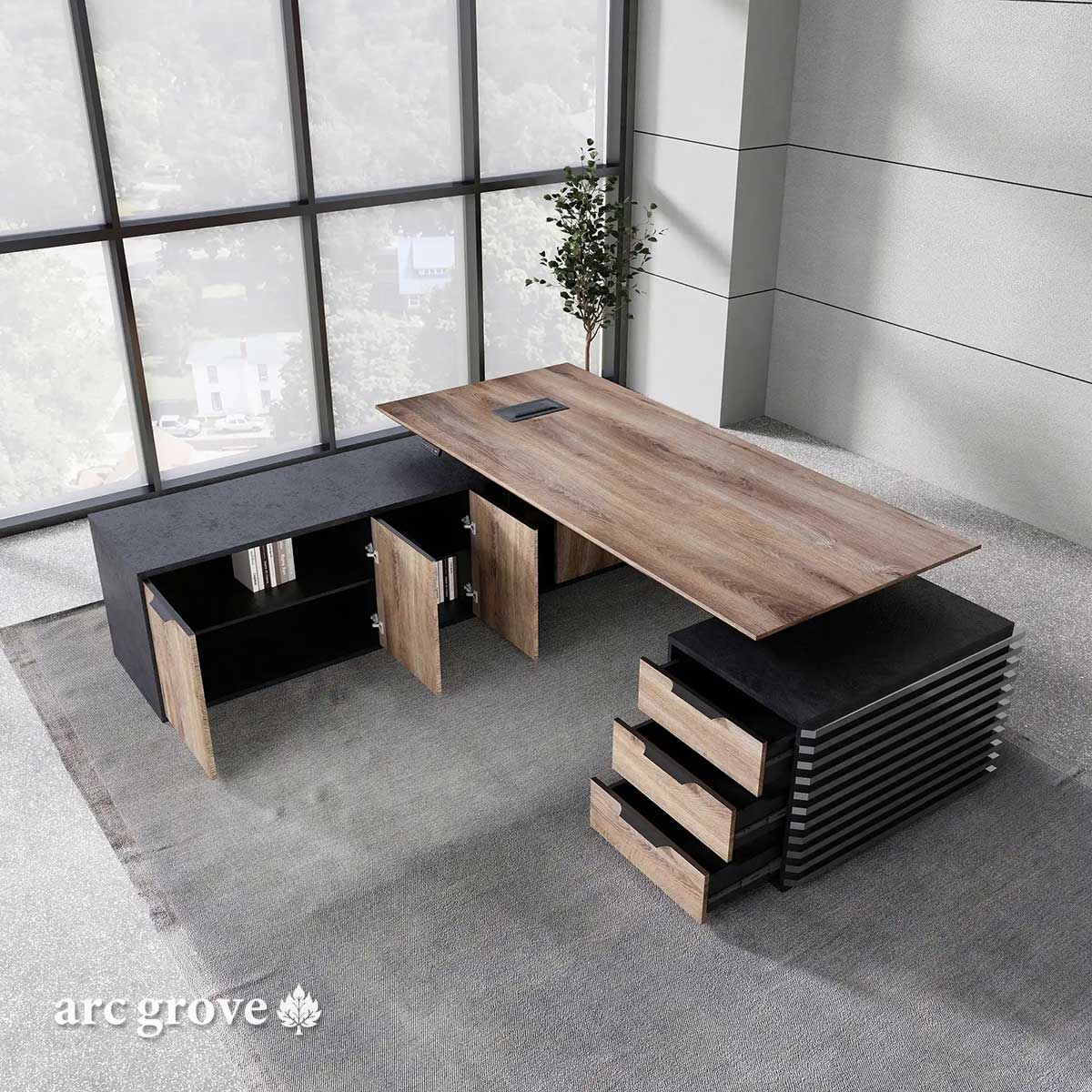 Anderson · L-Shaped Executive Standing Desk, Adjustable Height - Overture Gifts