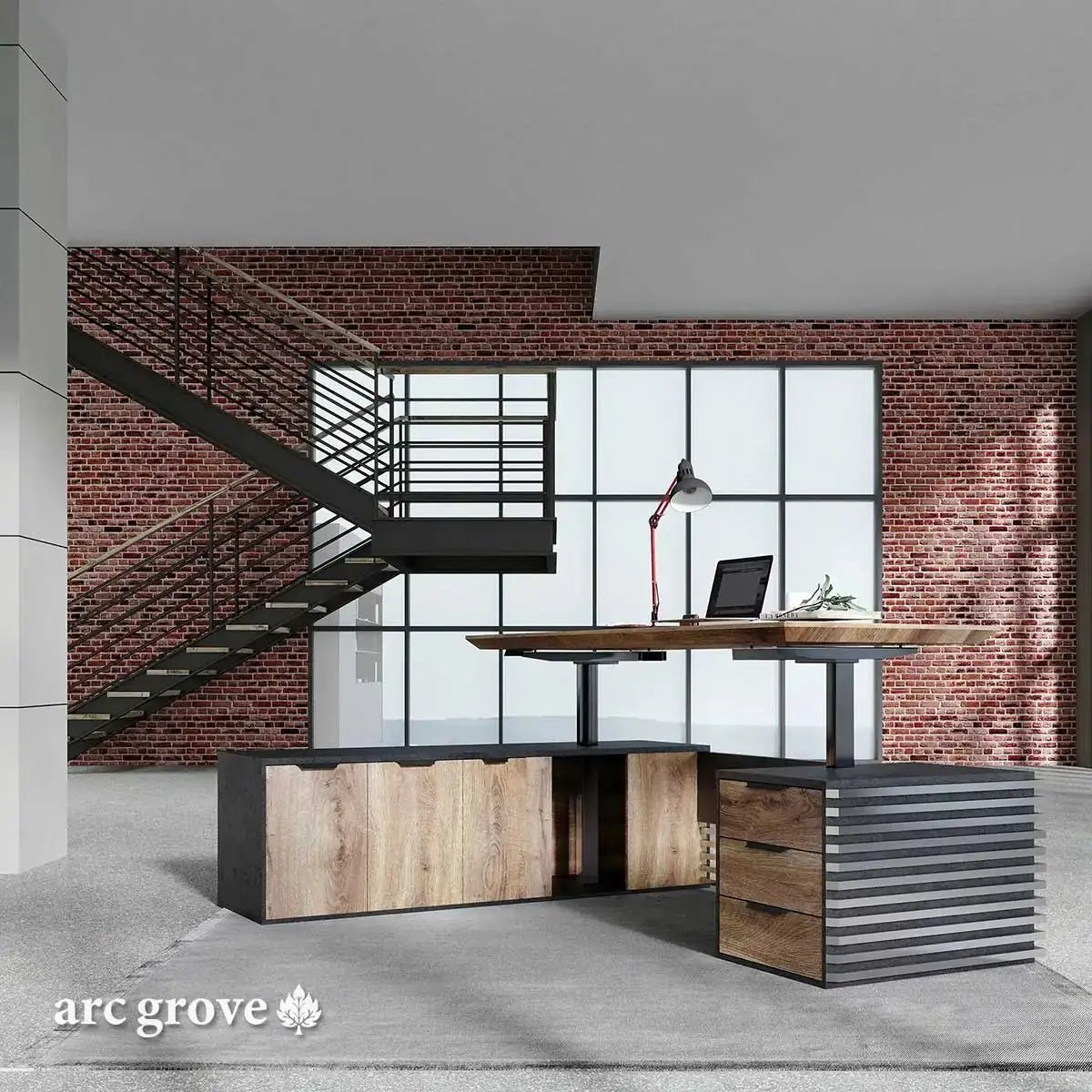 Anderson · L-Shaped Executive Standing Desk, Adjustable Height - Overture Gifts