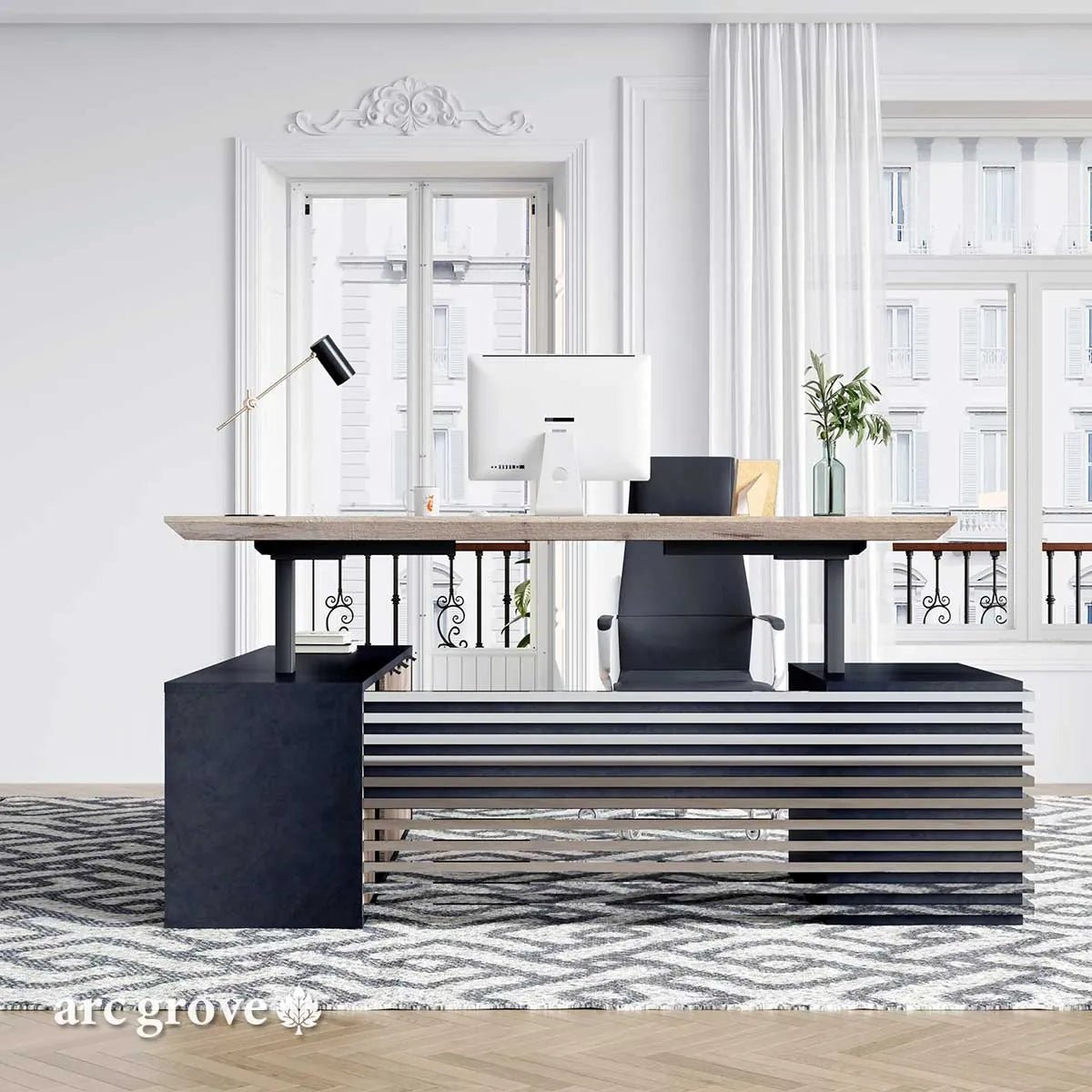 Anderson · L-Shaped Executive Standing Desk, Adjustable Height - Overture Gifts
