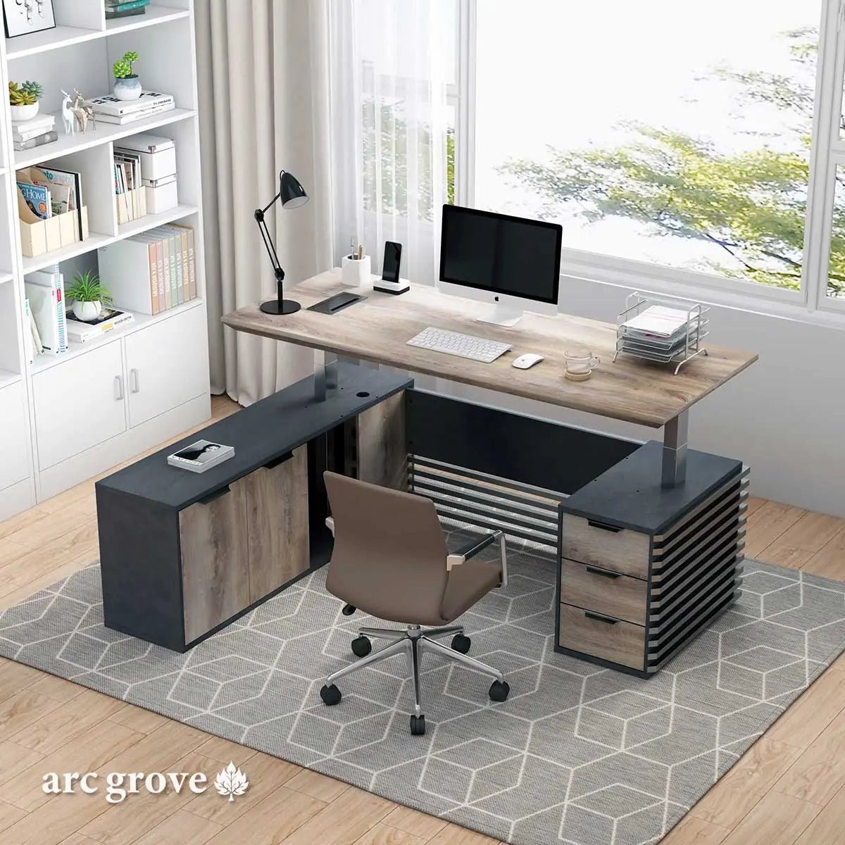 Anderson · L-Shaped Executive Standing Desk, Adjustable Height - Overture Gifts