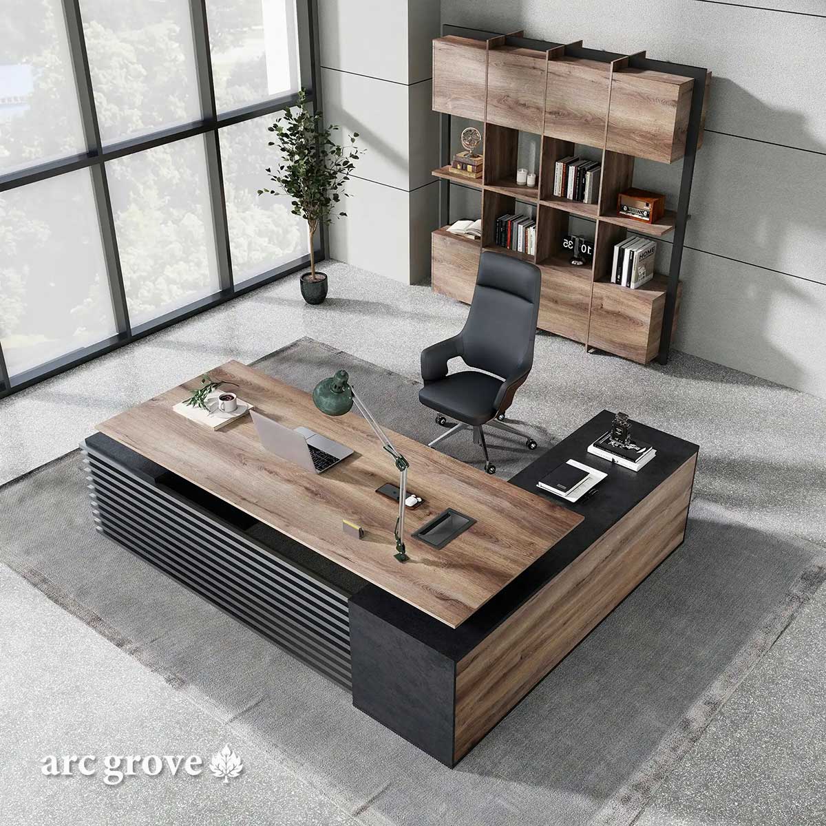 Anderson · L-Shaped Executive Standing Desk, Adjustable Height - Overture Gifts