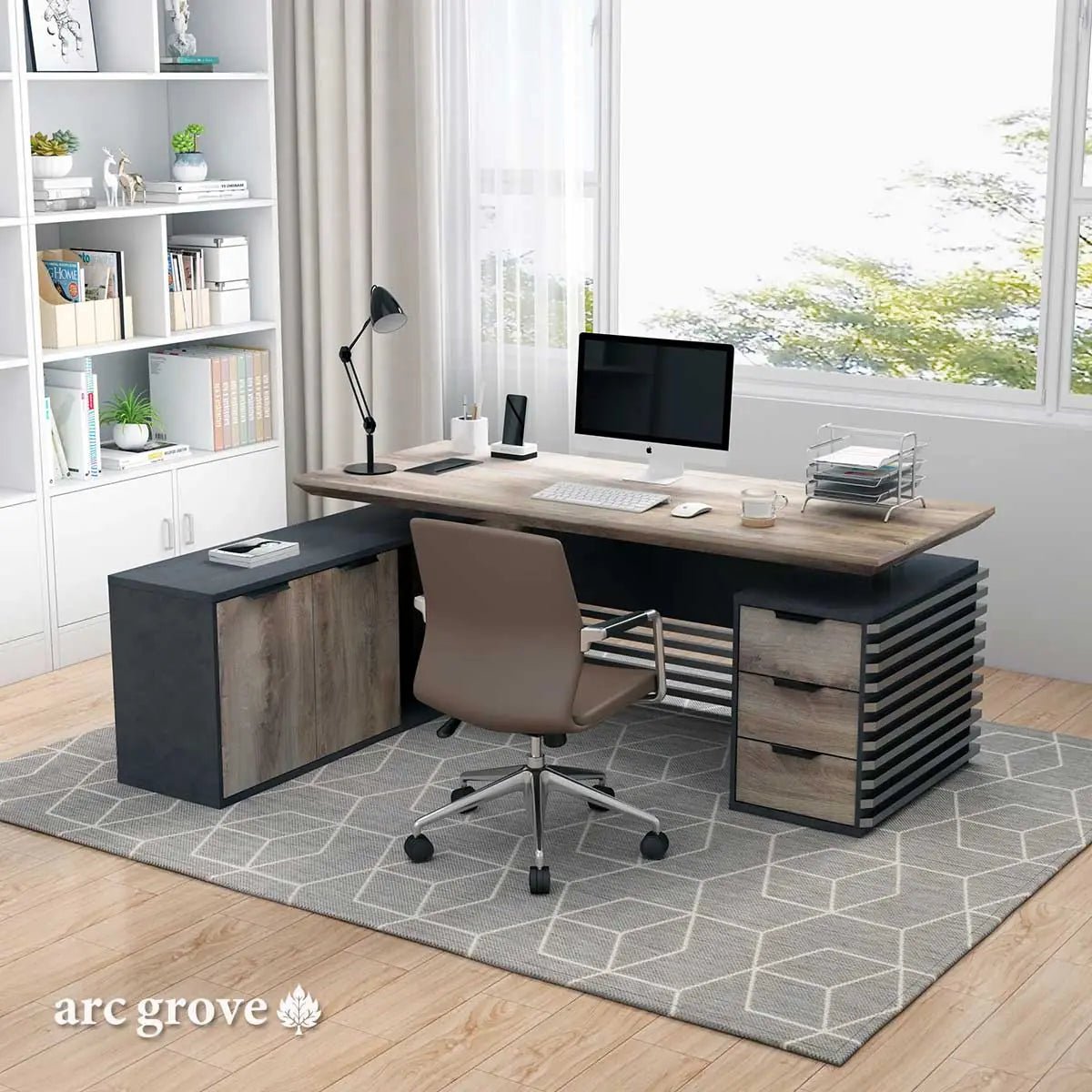 Anderson · L-Shaped Executive Standing Desk, Adjustable Height - Overture Gifts