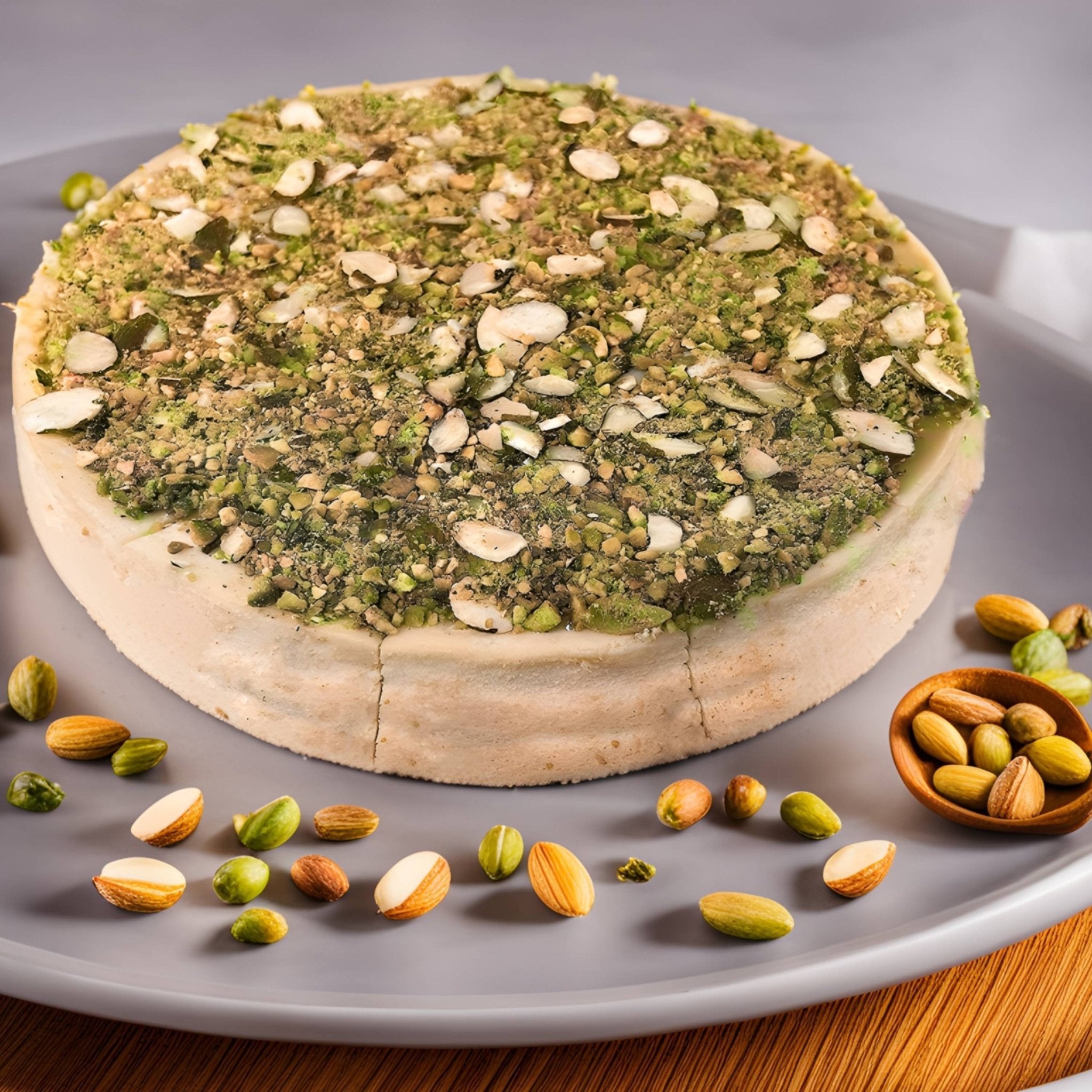 Andy Anand Sugar-Free Pistachio Almond Cheesecake, 9-Inch, 2 lb – Diabetic-Friendly, California Cream Cheese, No Preservatives Gift Box
