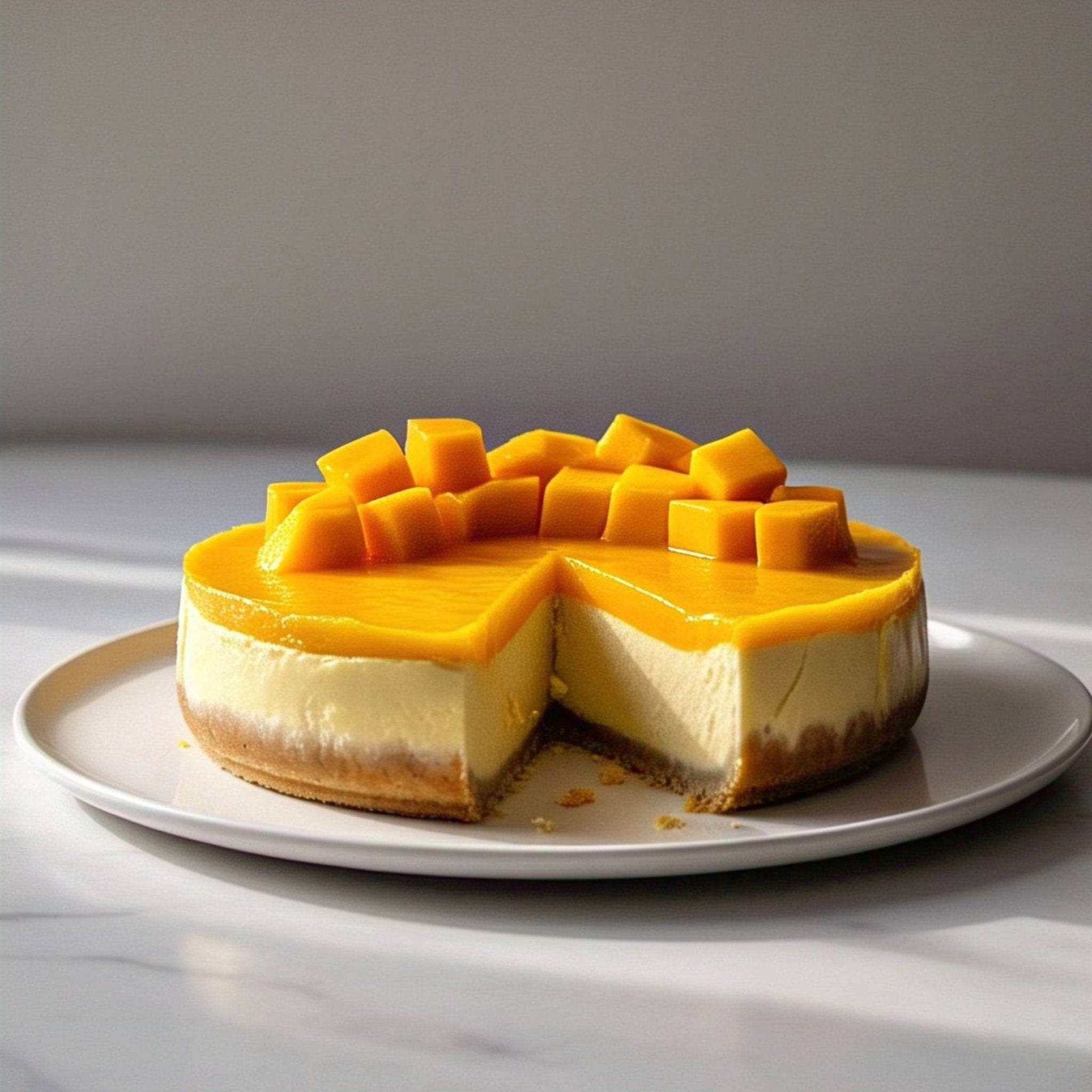 Andy Anand Mango Cheesecake, 9-Inch, 2 lb – Freshly Baked, Real California Cream Cheese, No Preservatives, Traditional Recipe, Birthday Gift