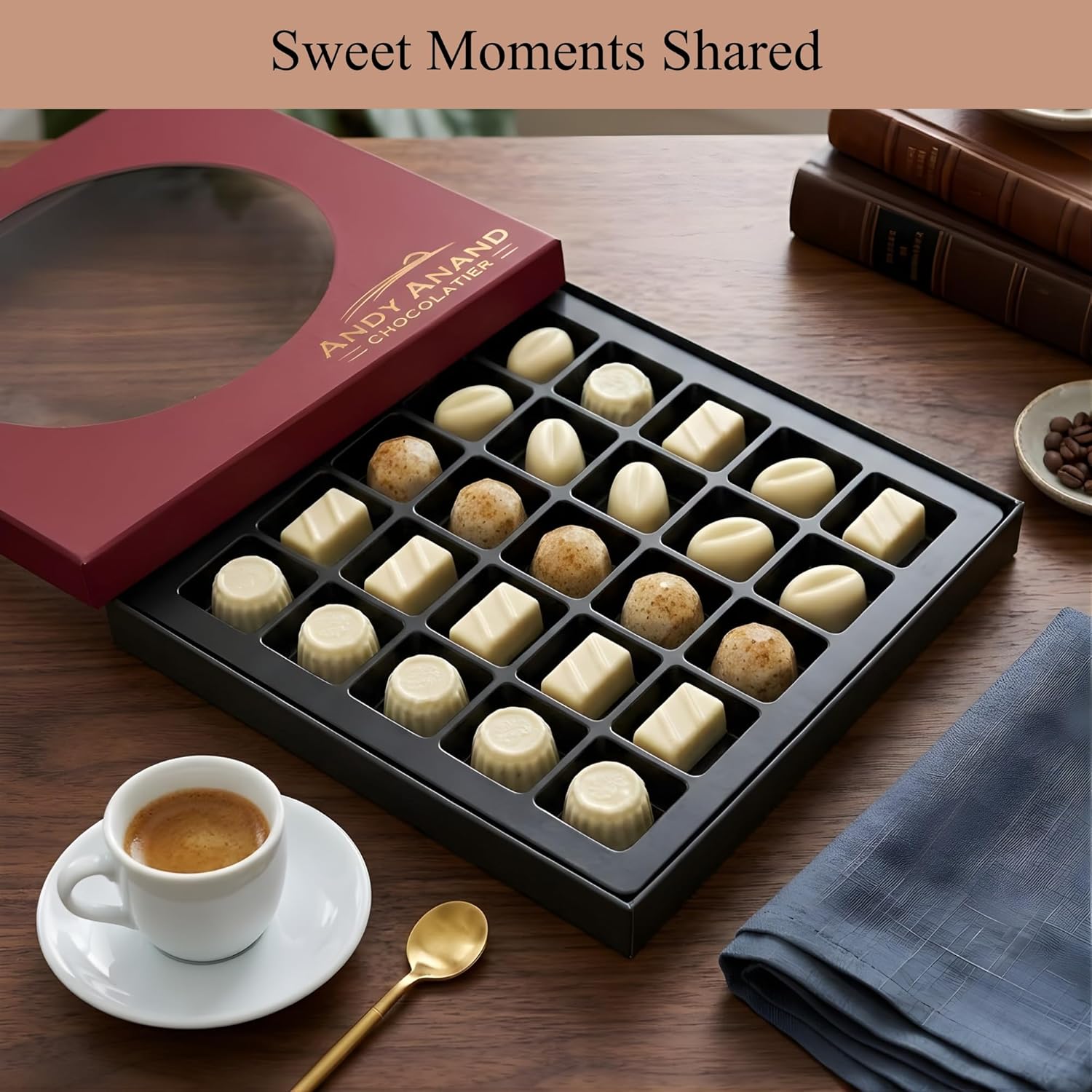 Andy Anand Sugar-Free Belgian White Chocolate Truffles & Pralines, 25 pc, 10.5 oz – Stevia Sweetened, Keto & Diabetic-Friendly Gift Box - Overture Gifts