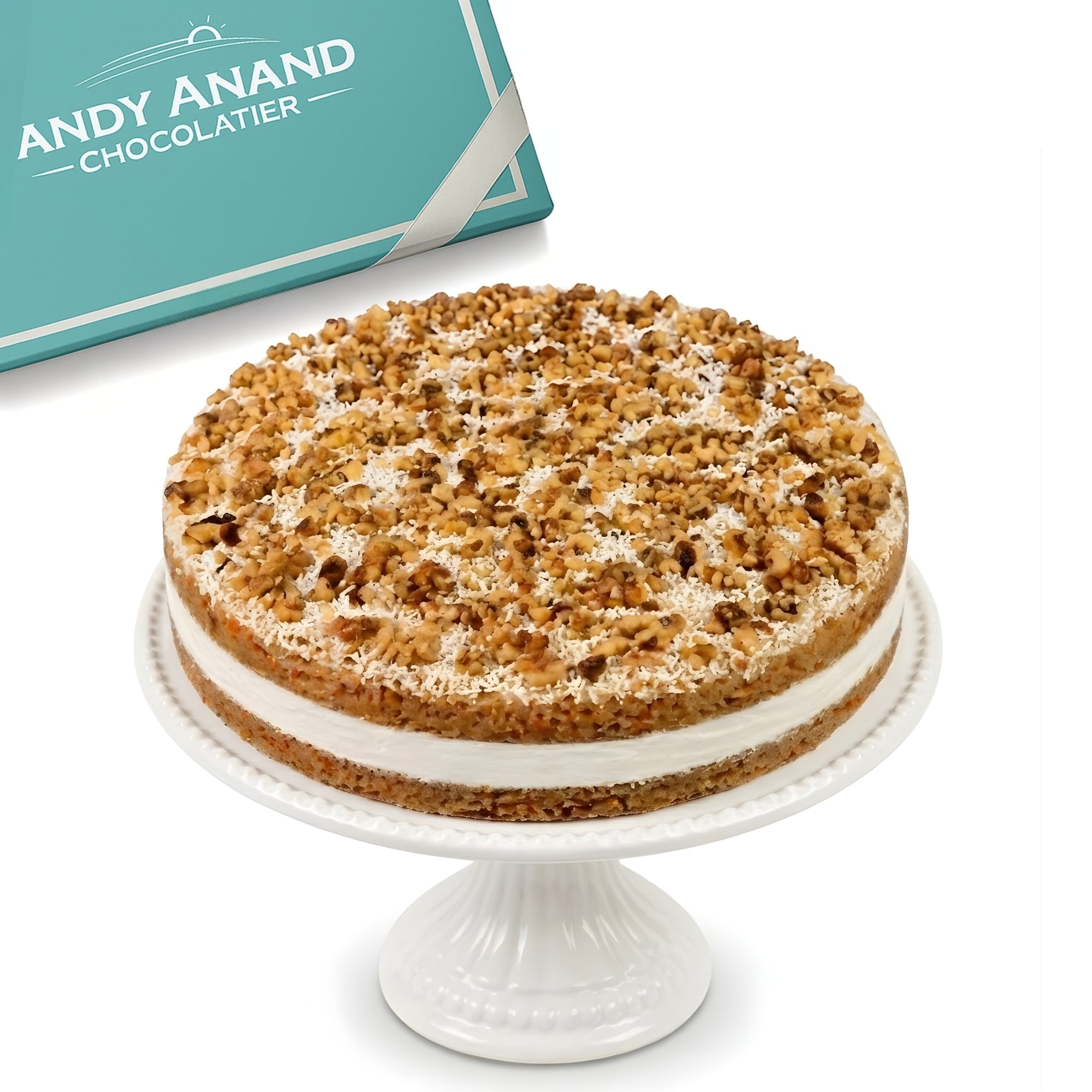 Andy Anand Sugar-Free Carrot Cake, 9-Inch, 3.2 lb – Moist & Flavorful, Diabetic-Friendly, All-Natural, No Preservatives, Birthday Gift Box - Overture Gifts