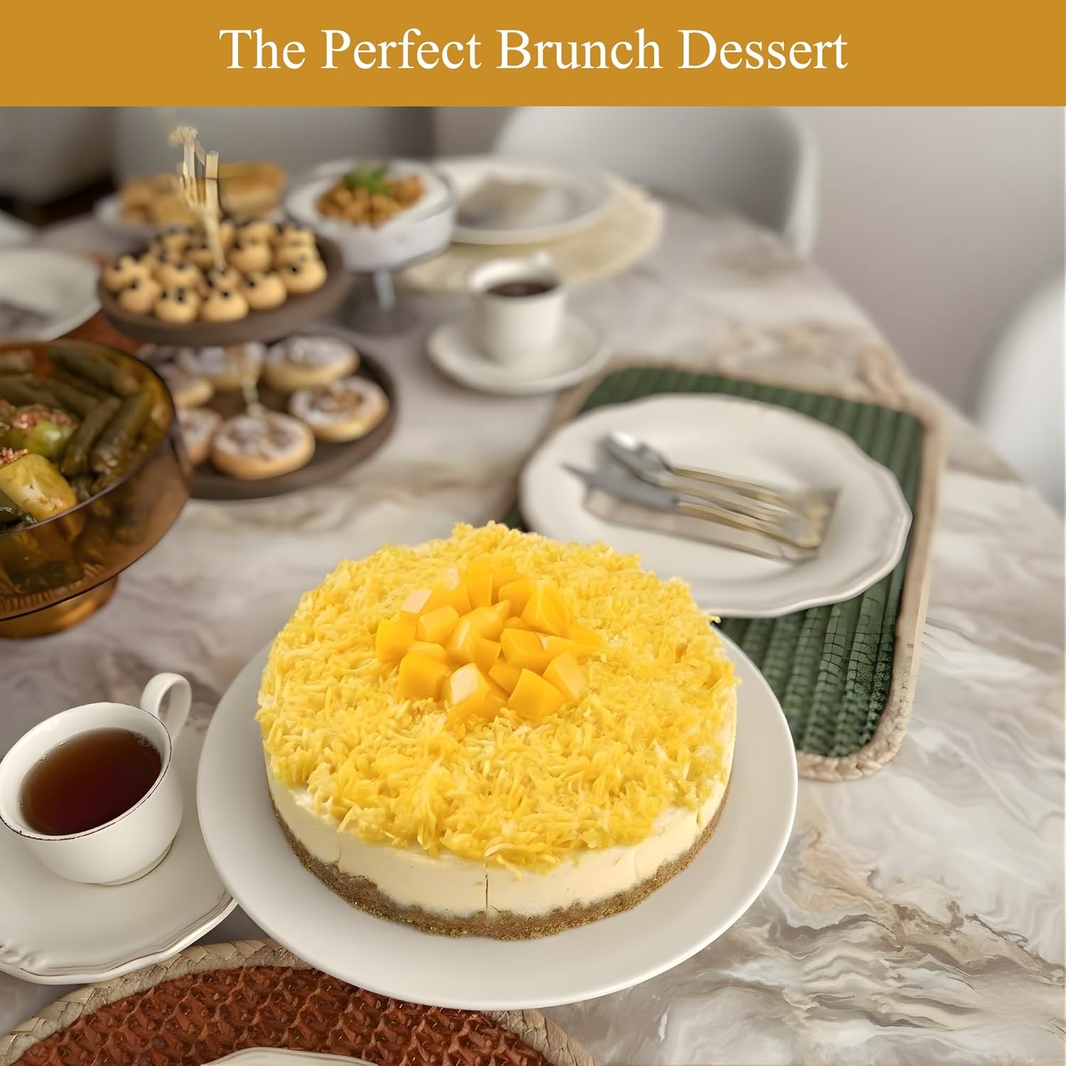 Andy Anand Sugar-Free Coconut Mango Cheesecake, 9-Inch, 2.6 lb – Tropical Flavors, Keto & Diabetic-Friendly, California Cream Cheese Gift - Overture Gifts