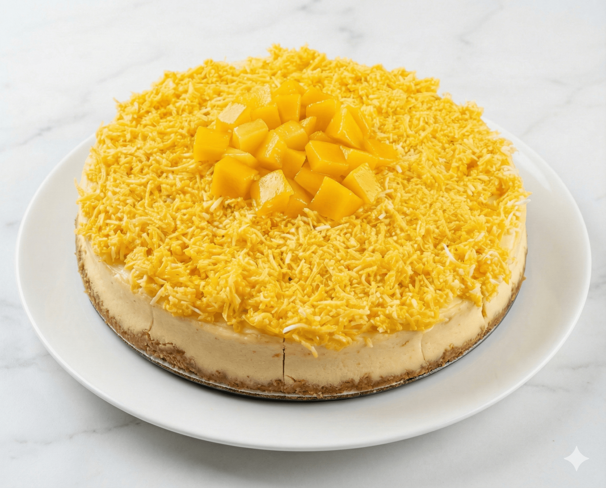 Andy Anand Sugar-Free Coconut Mango Cheesecake, 9-Inch, 2.6 lb – Tropical Flavors, Keto & Diabetic-Friendly, California Cream Cheese Gift - Overture Gifts