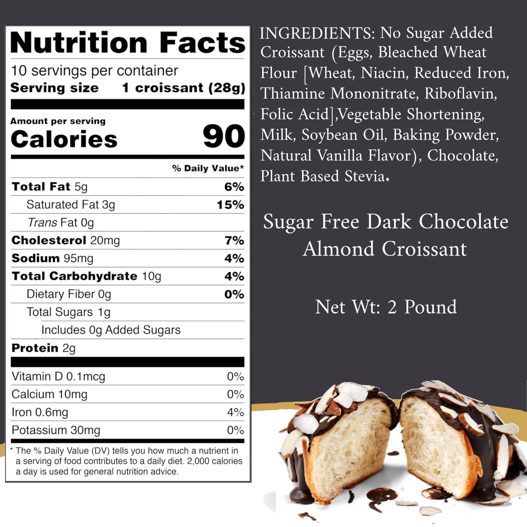 Andy Anand Sugar-Free Dark Chocolate Almond Croissant Cake, 10 pc, 2 lb – Keto & Diabetic-Friendly, Hand-Rolled, No Preservatives Gift Box - Overture Gifts