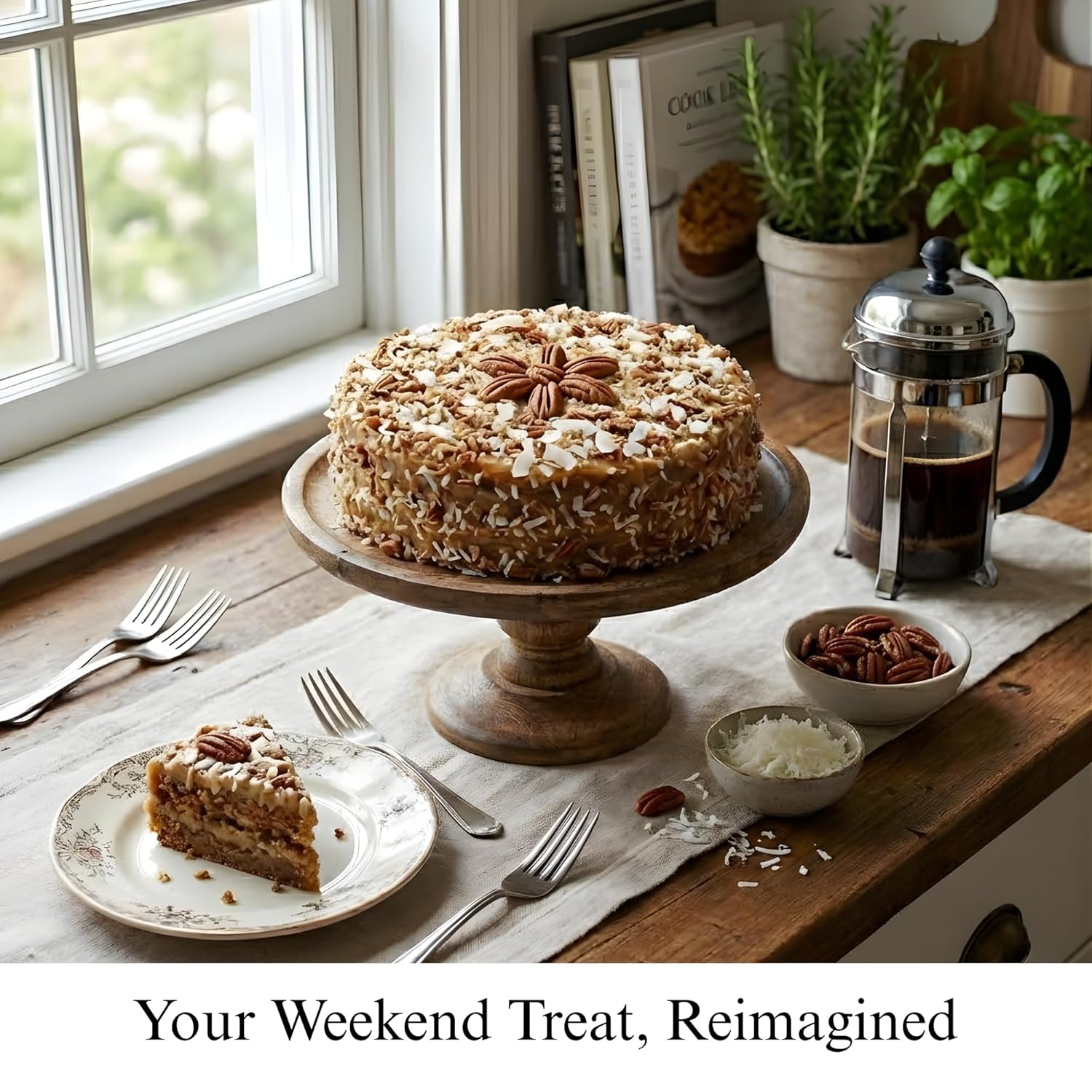 Andy Anand Sugar-Free German Chocolate Cake, 2.4 lb – Belgian Cocoa, Coconut-Pecan Filling, Keto & Diabetic-Friendly Birthday Gift Box - Overture Gifts