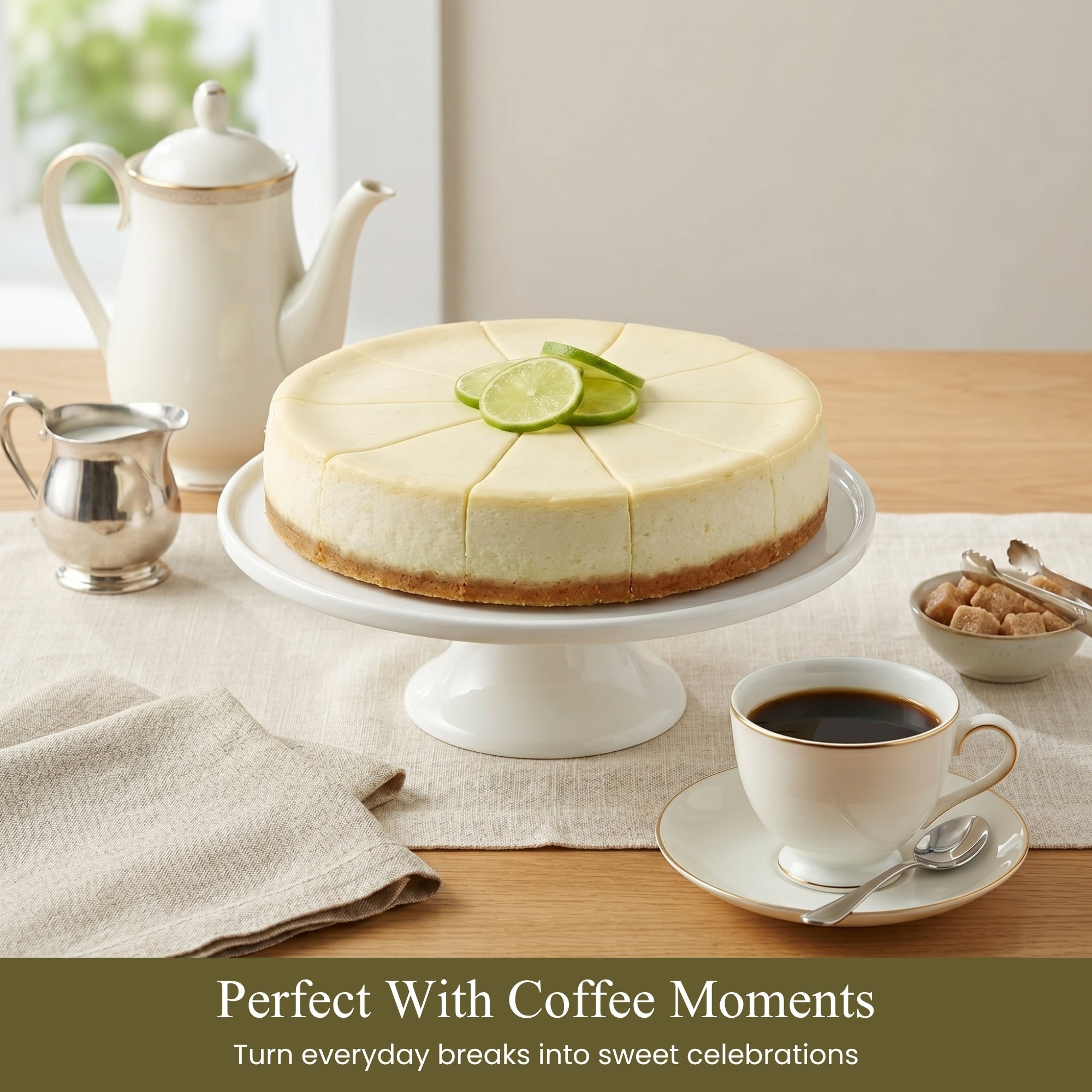 Andy Anand Sugar-Free Key Lime Cheesecake, 9-Inch, 2 lb – No Sugar Added, Diabetic-Friendly, Real California Cream Cheese, Holiday Gift Box - Overture Gifts