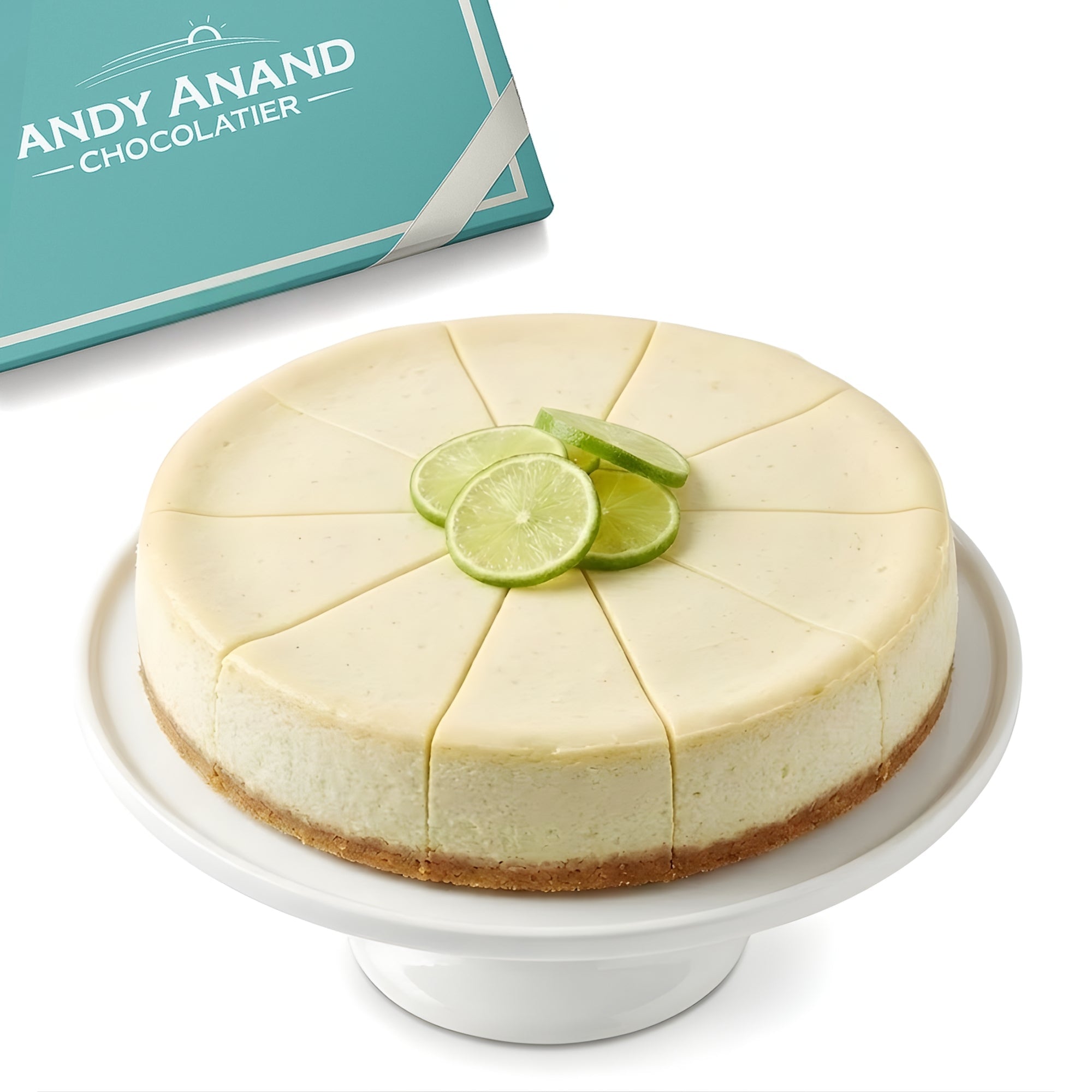 Andy Anand Sugar-Free Key Lime Cheesecake, 9-Inch, 2 lb – No Sugar Added, Diabetic-Friendly, Real California Cream Cheese, Holiday Gift Box - Overture Gifts