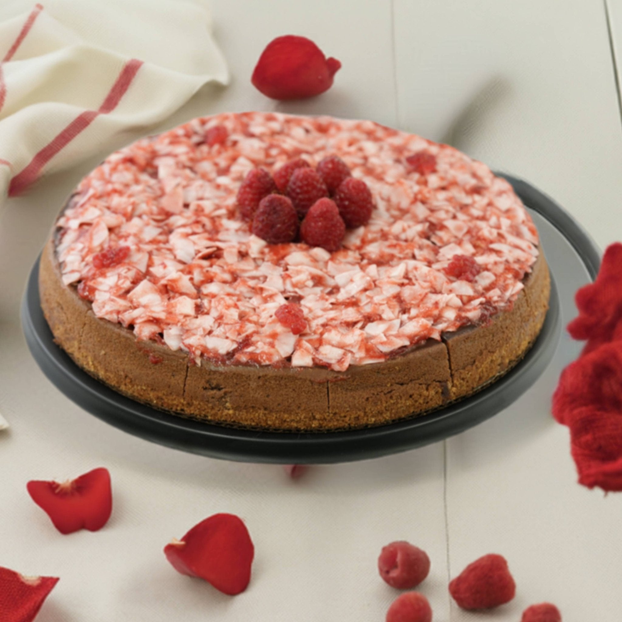 Andy Anand Sugar-Free Raspberry Coconut Chocolate Cheesecake, 9-Inch, 2.6 lb – Chocolate Truffles, Diabetic-Friendly, Birthday Gift Box