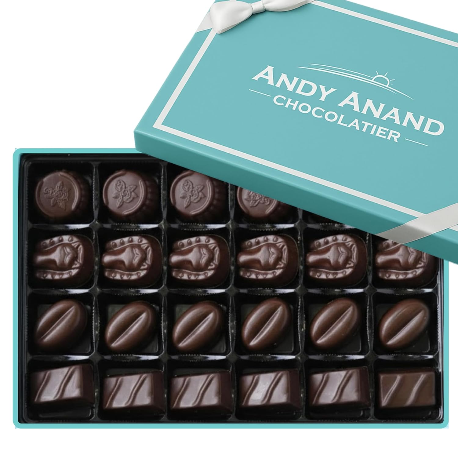 Andy Anand Sugar Free Vegan Belgian Dark Chocolate Truffles Gift Box, 25 pc – Handmade Gourmet Assorted Flavors, Perfect for Indulgence, Birthday & Holiday - Overture Gifts