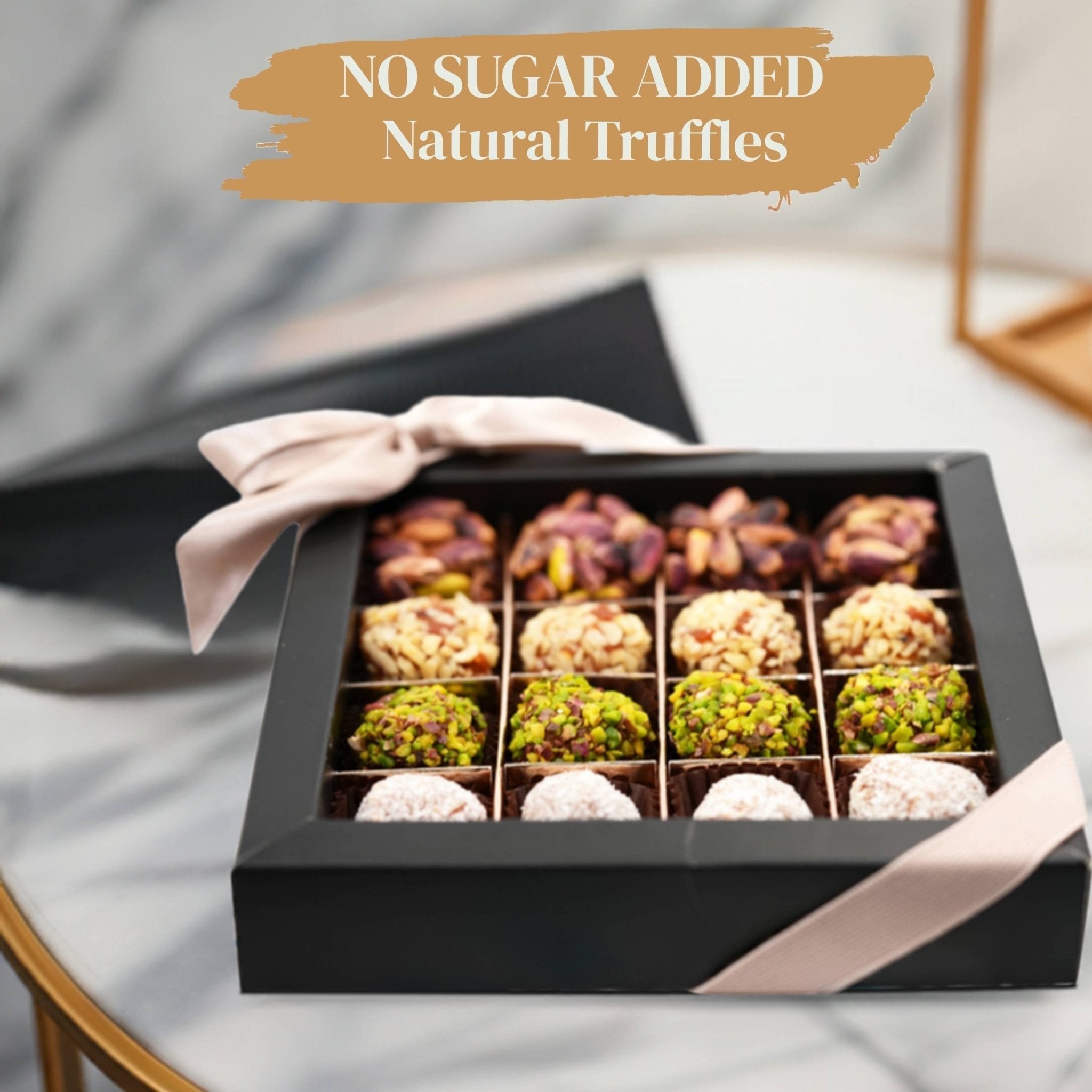 Andy Anand No Sugar Added Natural Truffles, 16 Pc Pistachio Hazelnut & Coconut Gift Box, Carrot Paste Base, Chocolate Free, Diabetic Friendly, Keto Friendly, Gourmet Birthday Gift