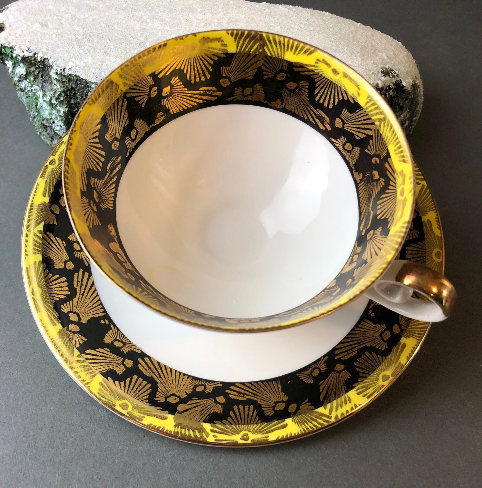 Antique Bavarian Porcelain Tea Cup and Saucer by Eberthal - Overture Gifts