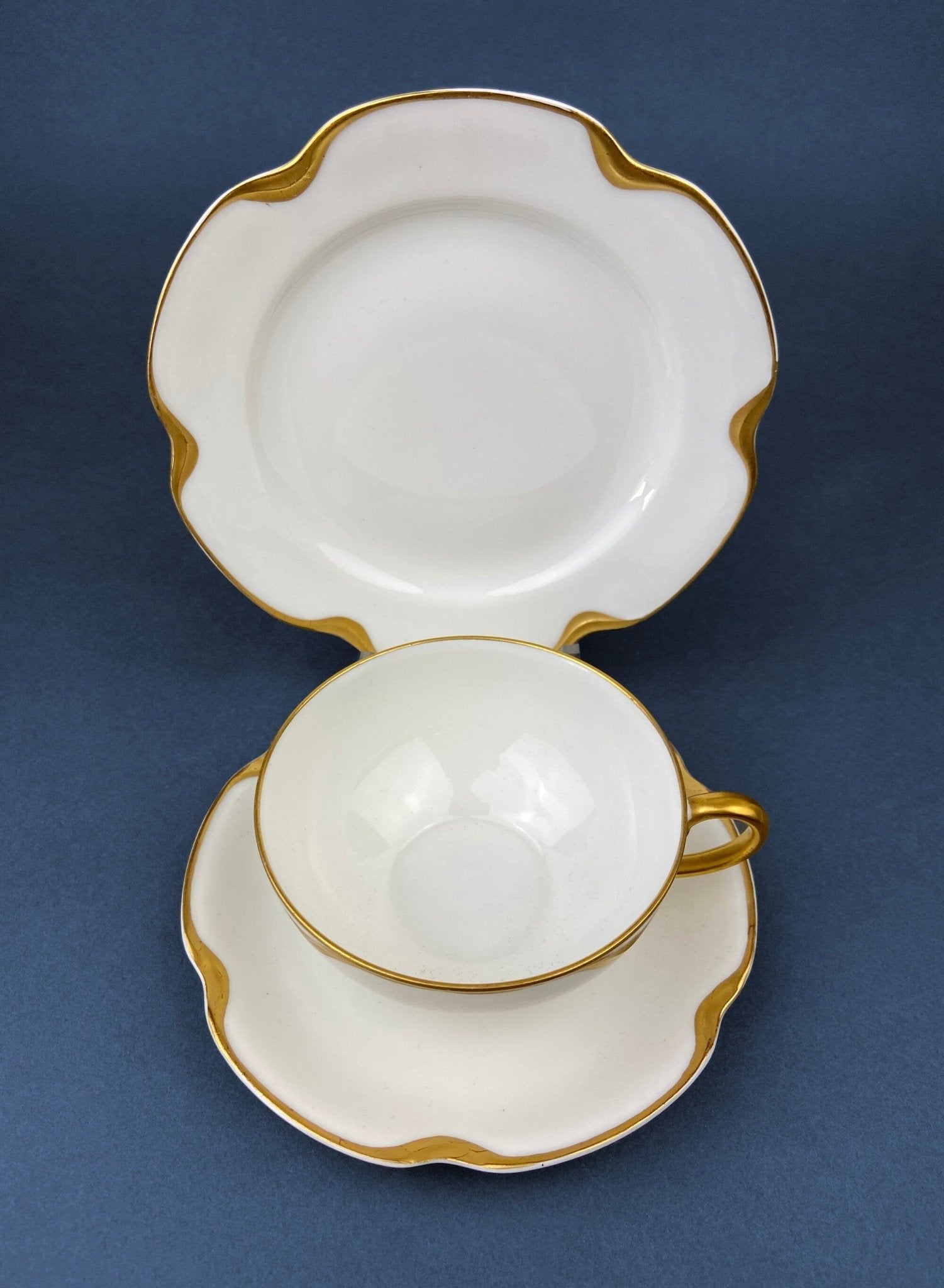 Antique Limoges Porcelain Serving Set. Tea or Coffee Cup with Saucer, Dinner, and Salad Plates. Finest Porcelain by Haviland, France. - Overture Gifts