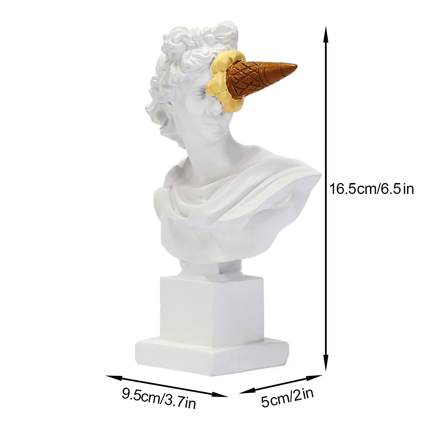 Apollo Sculpture Home Desktop Decor Portrait Resin Bust Creative Ice Cream Apollo Greek Statue For Living Room, Table Decorative - Overture Gifts
