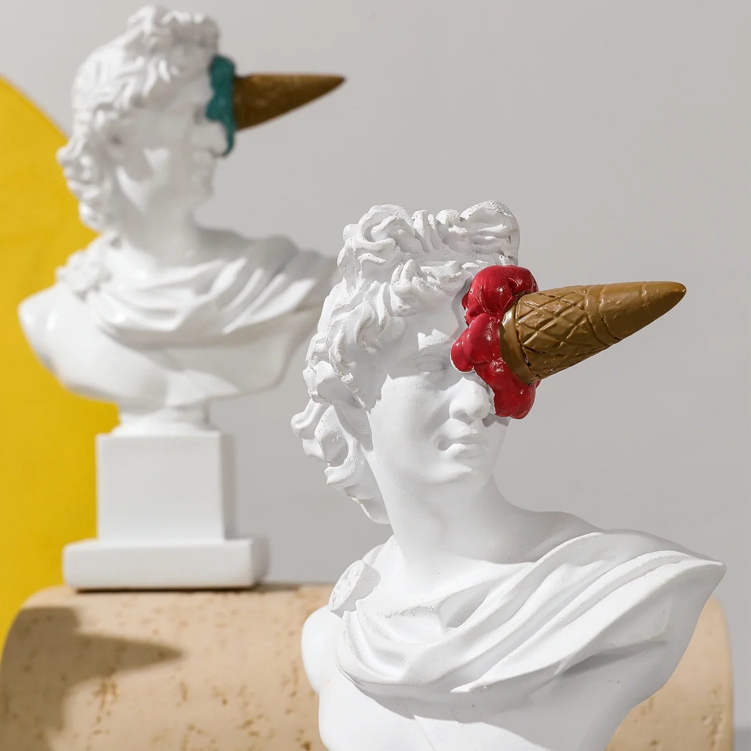 Apollo Sculpture Home Desktop Decor Portrait Resin Bust Creative Ice Cream Apollo Greek Statue For Living Room, Table Decorative - Overture Gifts