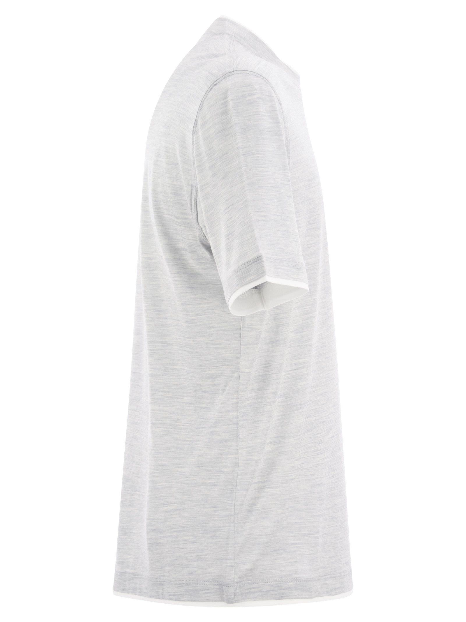 Brunello Cucinelli Men Slim Fit Crew-Neck T-Shirt In Lightweight Cotton Jersey