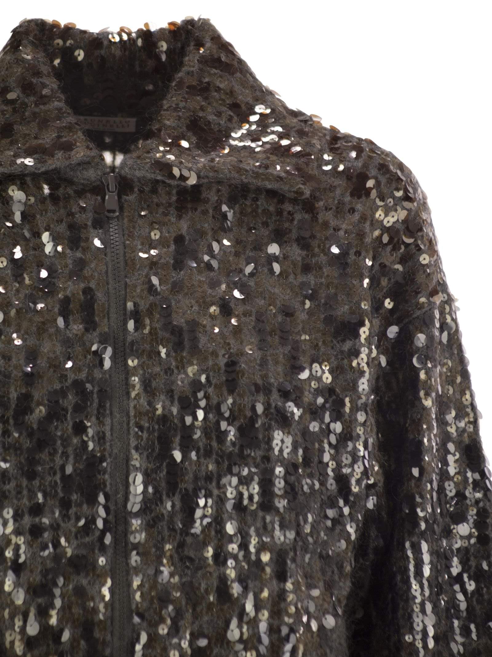 Brunello Cucinelli Women Dazzling Dégradé Embroidery Mohair And Wool Cardigan